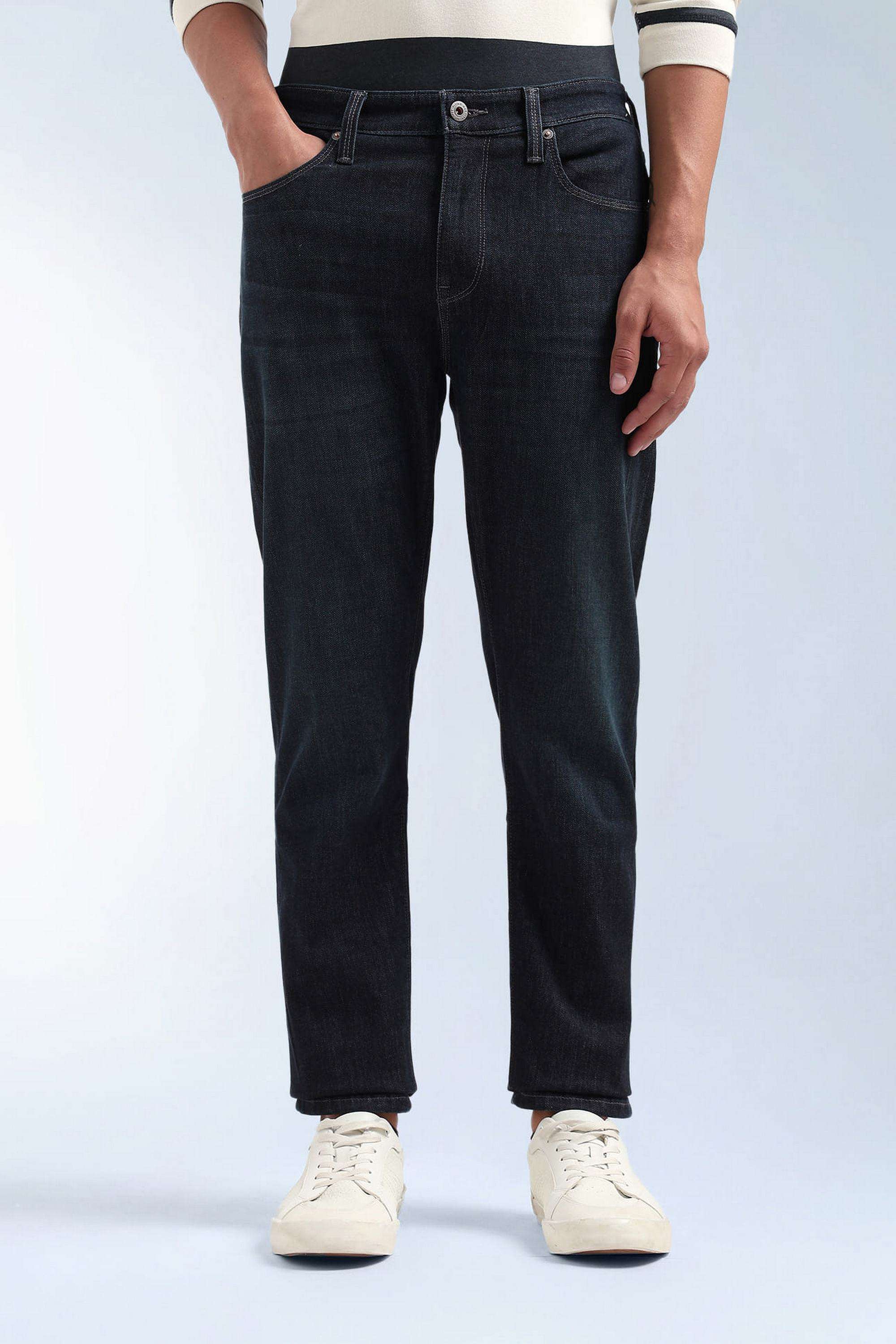 Solid-Cotton-Stretch-Tapered-Fit-Men-s-Jeans
