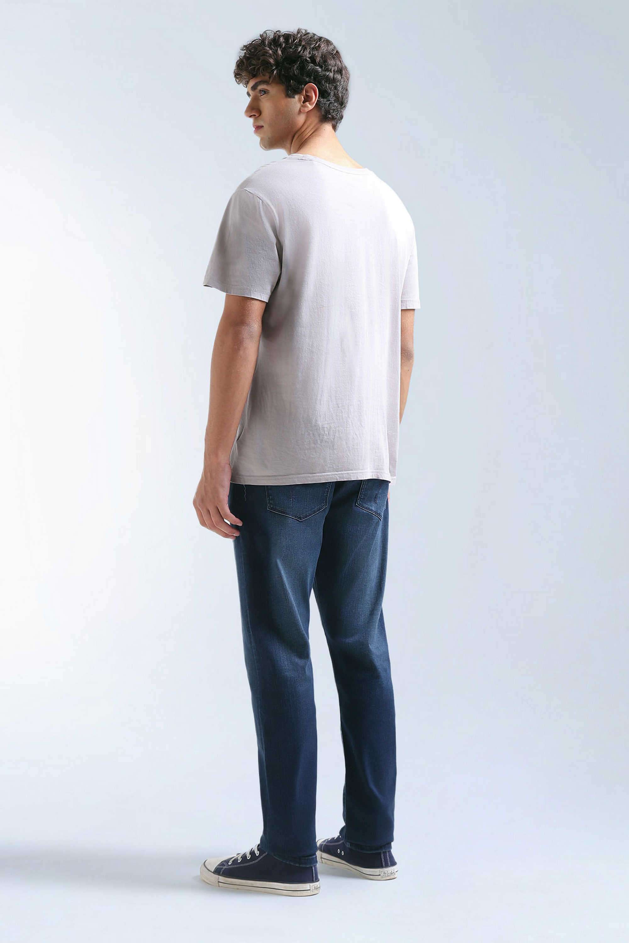 Solid-Cotton-Blend-Tapered-Fit-Men-s-Jeans