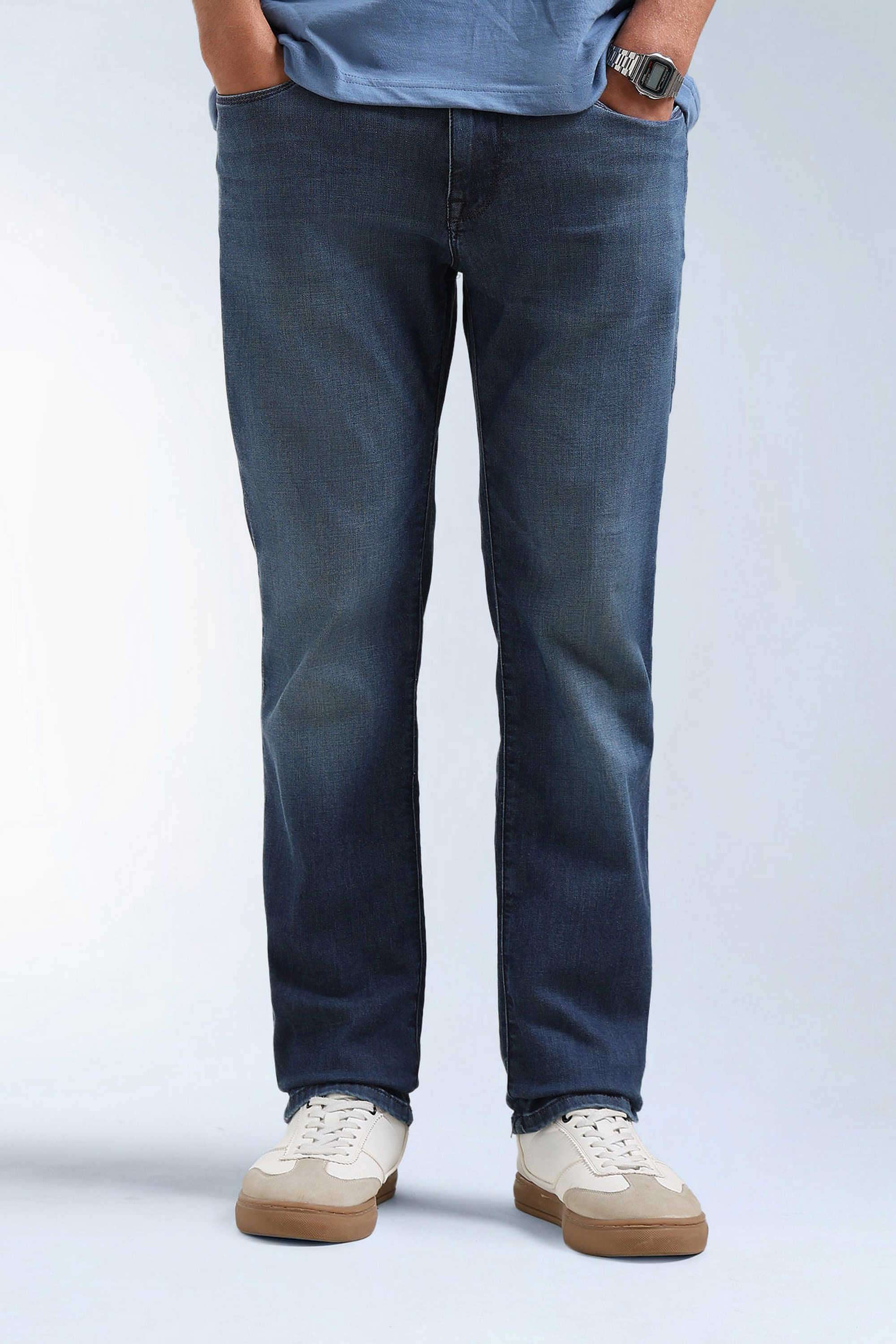 Solid-Cotton-Blend-Straight-Fit-Men-s-Jeans