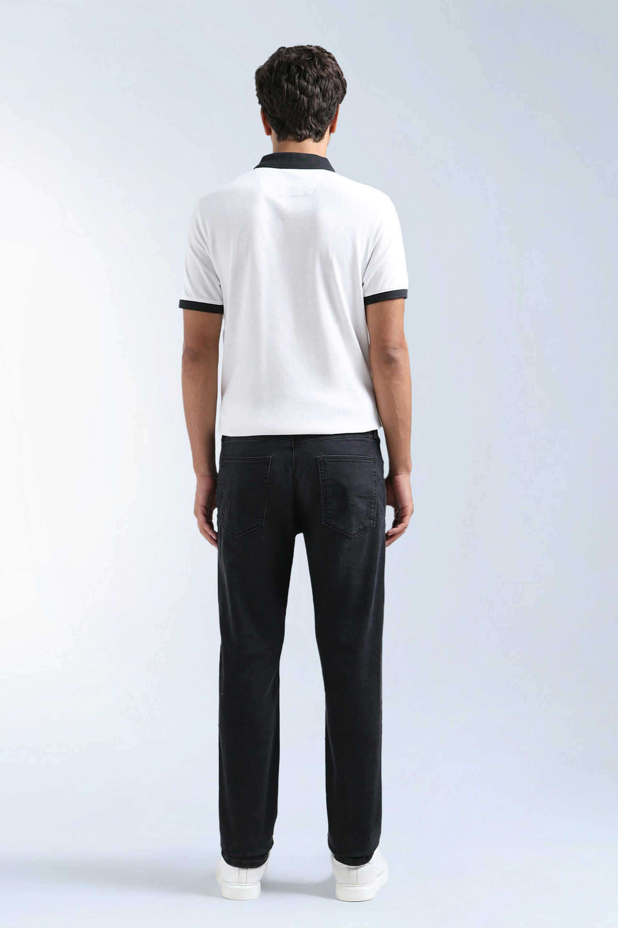 Solid-Polyester-Blend-Straight-Fit-Men-s-Jeans