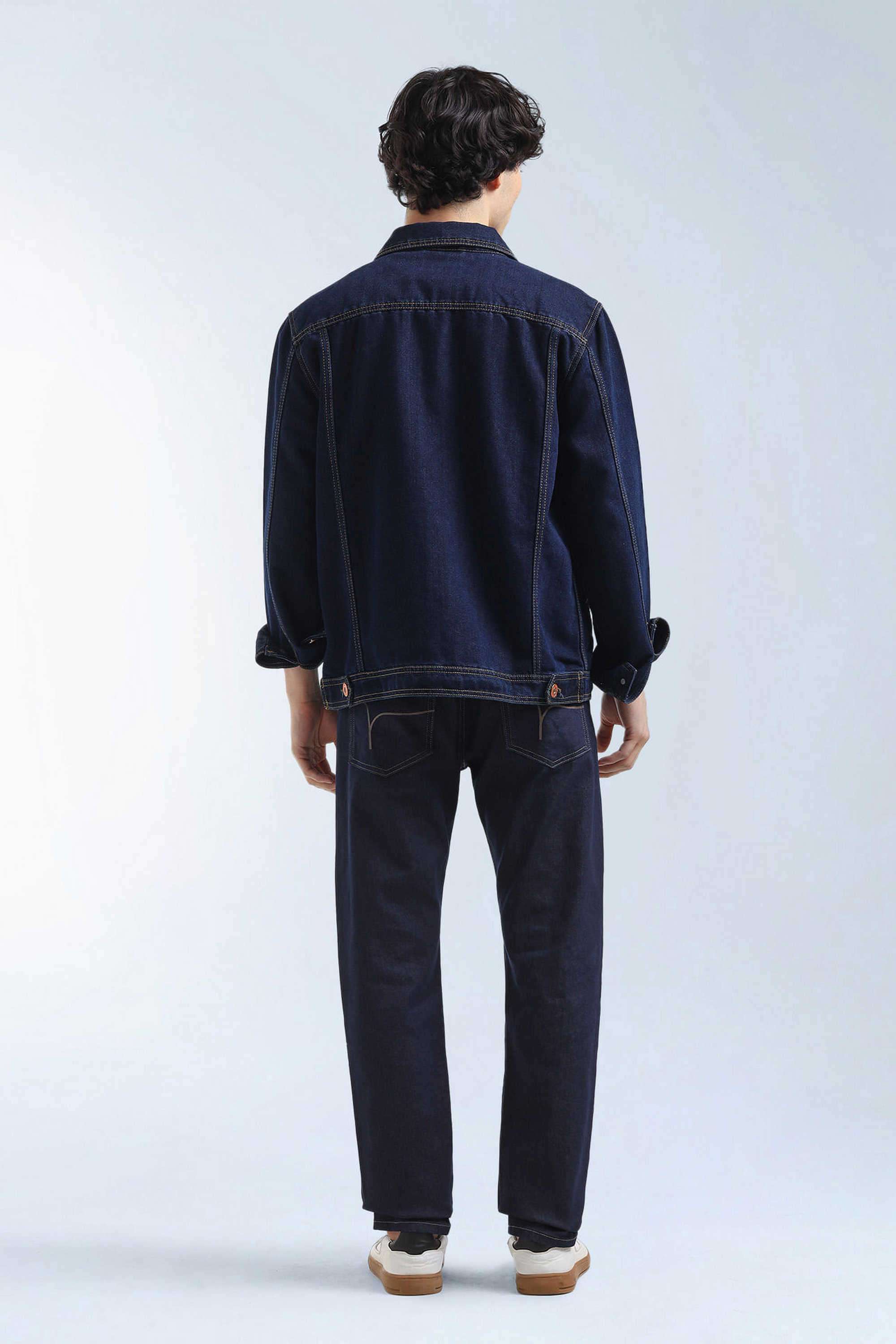 Solid-Polyester-Blend-Tapered-Fit-Men-s-Jeans