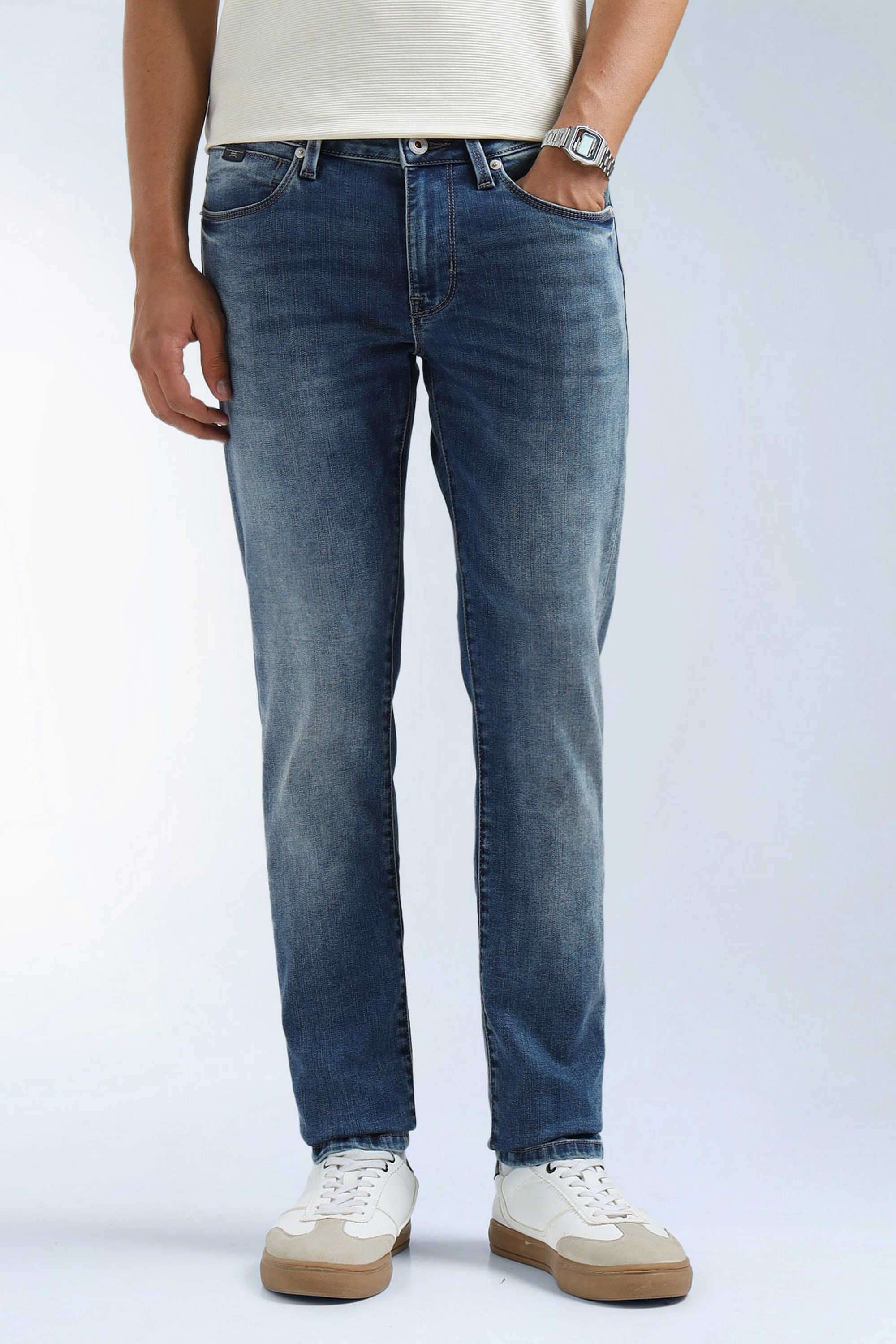 Solid-Cotton-Blend-Skinny-Fit-Men-s-Jeans