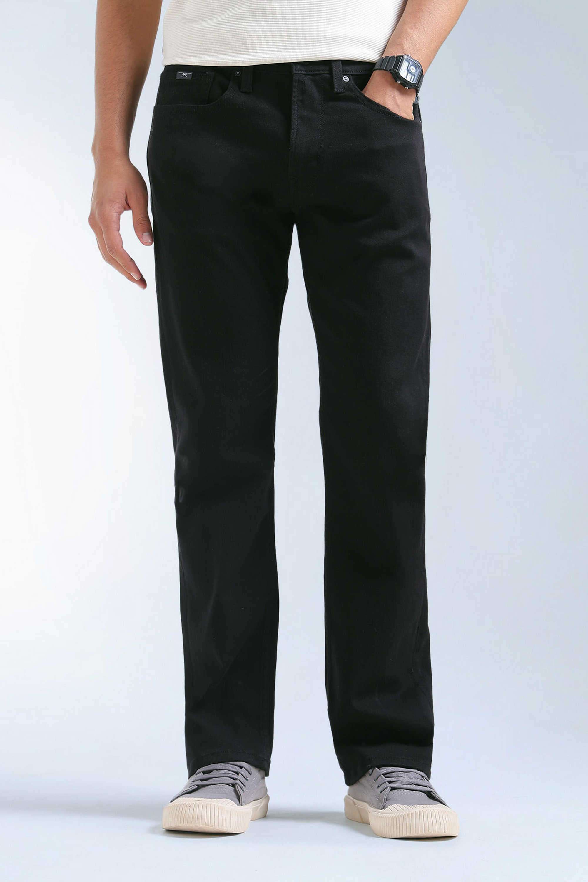 Solid-Cotton-Blend-Straight-Fit-Men-s-Jeans