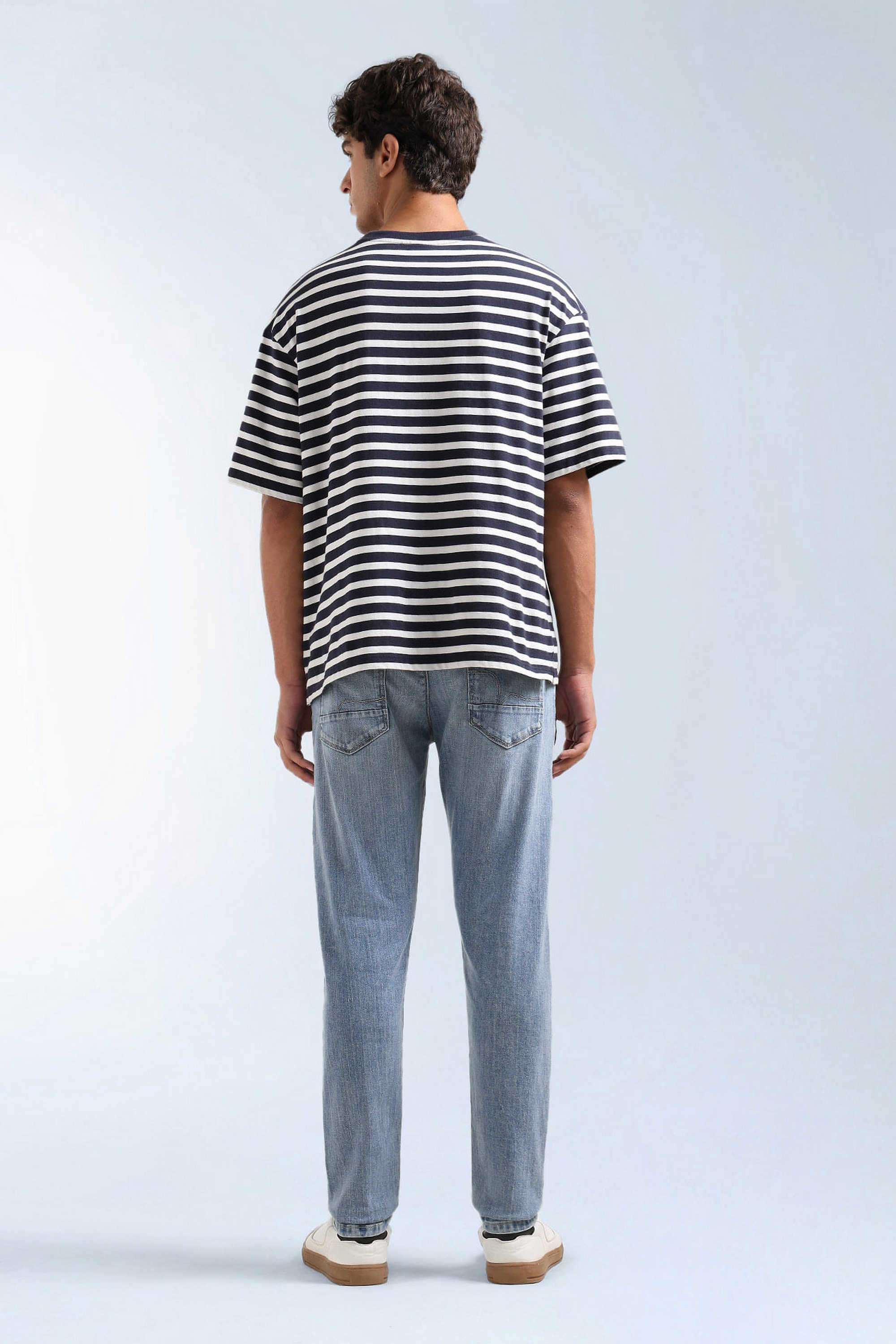 Solid-Polyester-Blend-Tapered-Fit-Men-s-Jeans