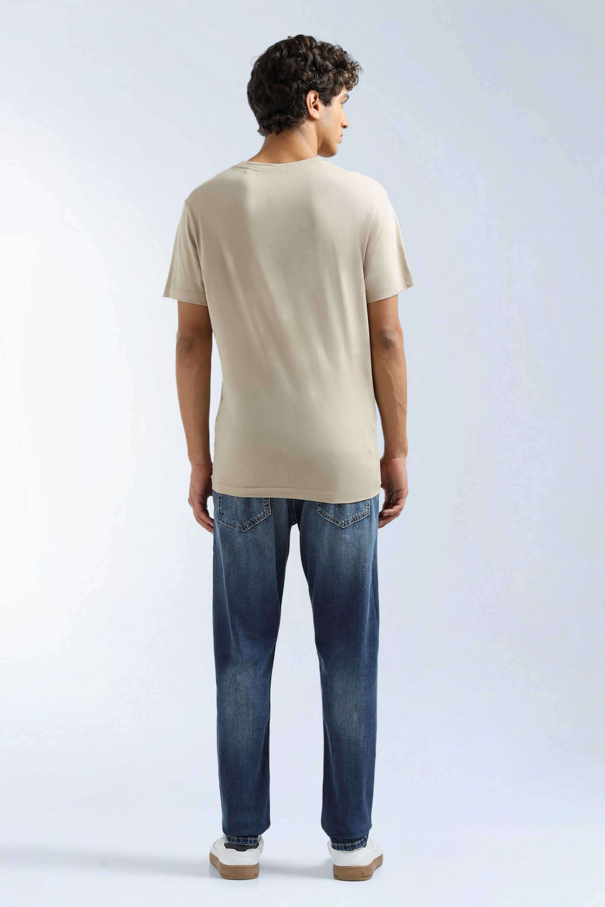 Solid-Cotton-Blend-Tapered-Fit-Men-s-Jeans