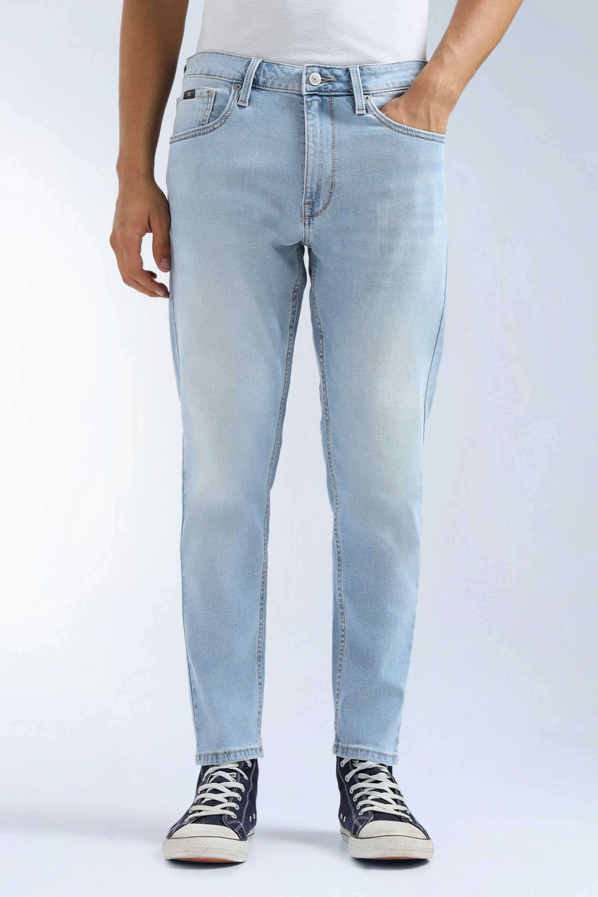 Solid-Cotton-Stretch-Tapered-Fit-Men-s-Jeans