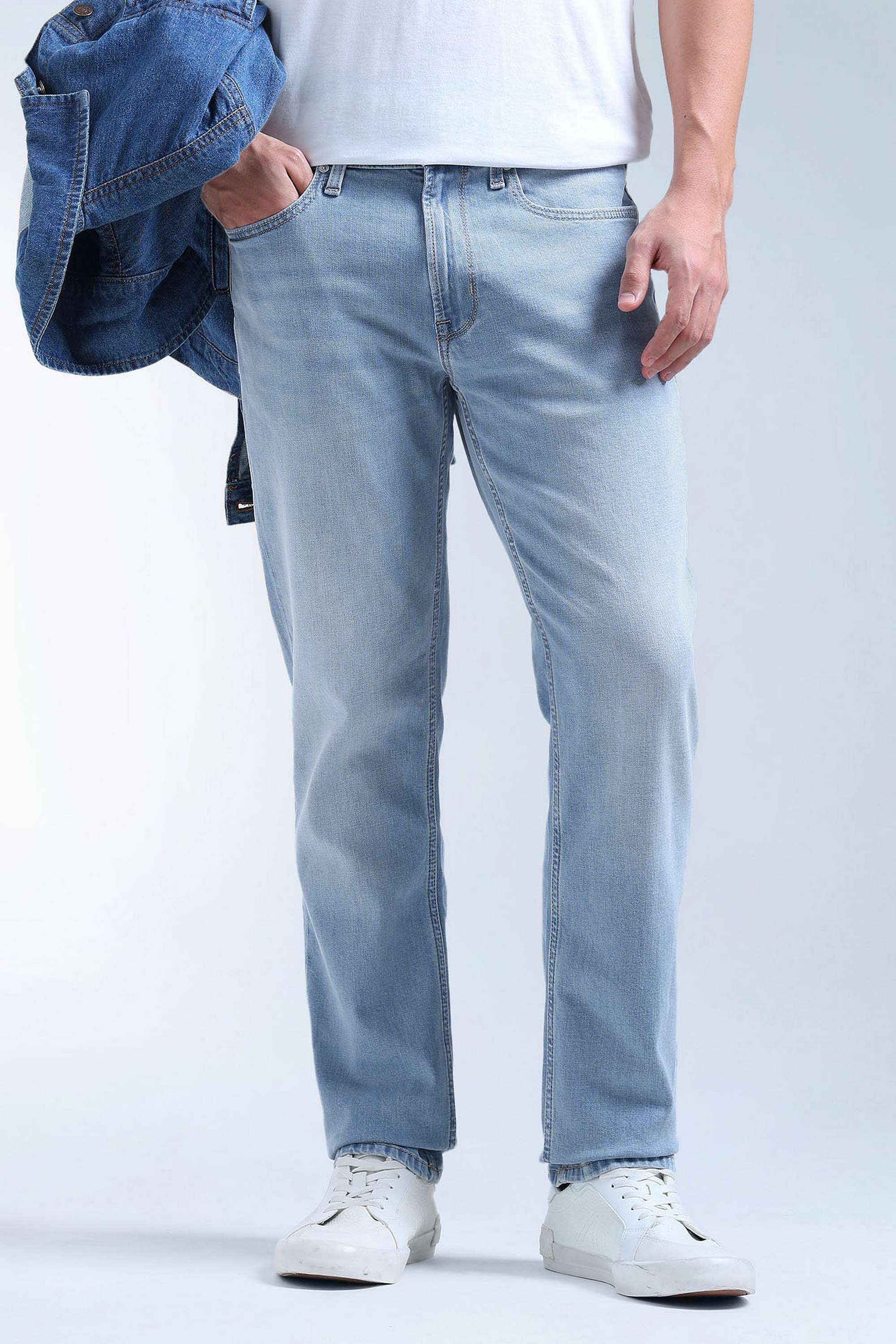 Solid-Cotton-Blend-Straight-Fit-Men-s-Jeans