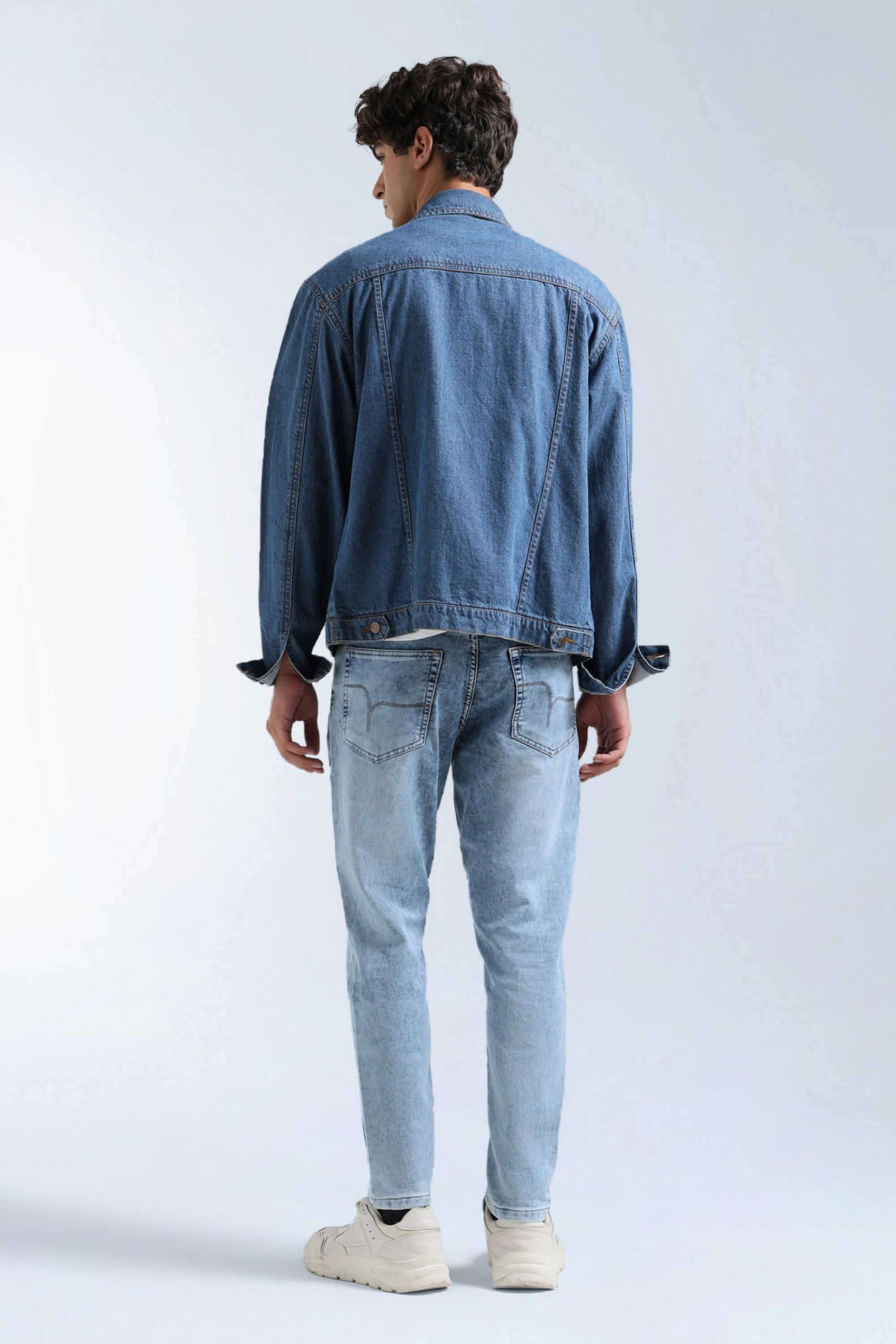 Solid-Cotton-Blend-Tapered-Fit-Men-s-Jeans