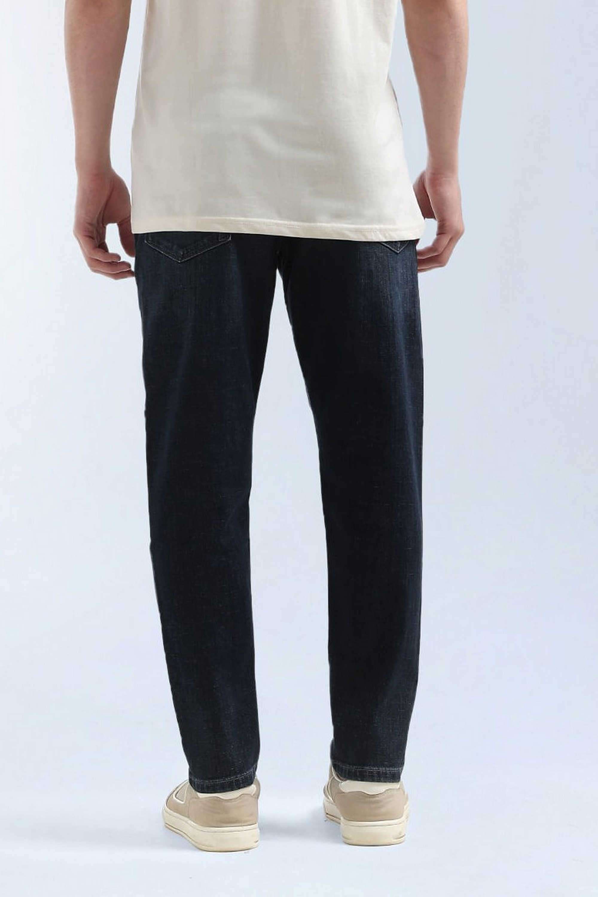 Solid-Polyester-Cotton-Tapered-Fit-Men-s-Jeans