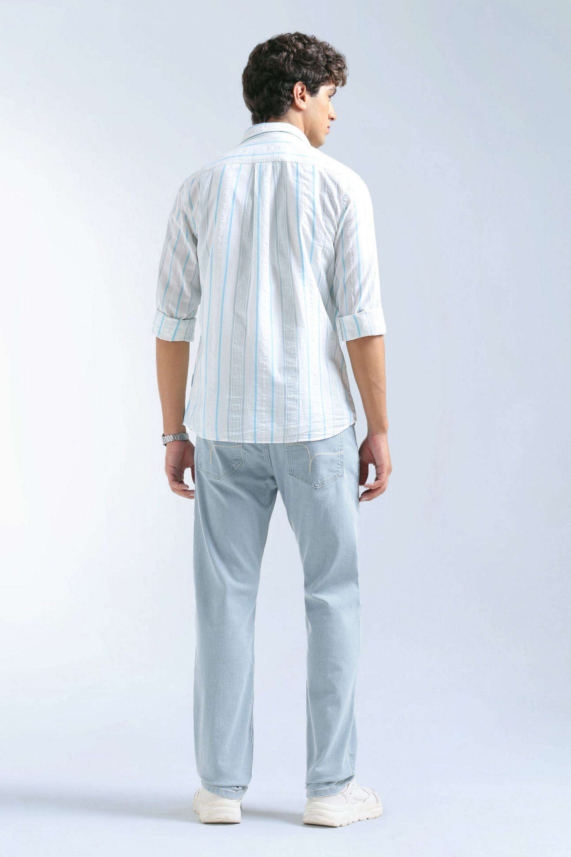 Solid-Polyester-Cotton-Straight-Fit-Men-s-Jeans