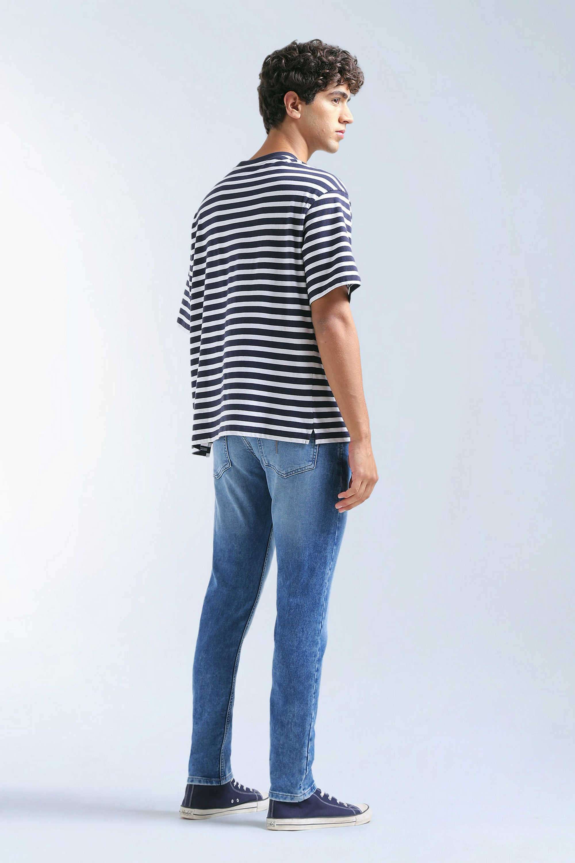 Solid-Cotton-Blend-Tapered-Fit-Men-s-Jeans