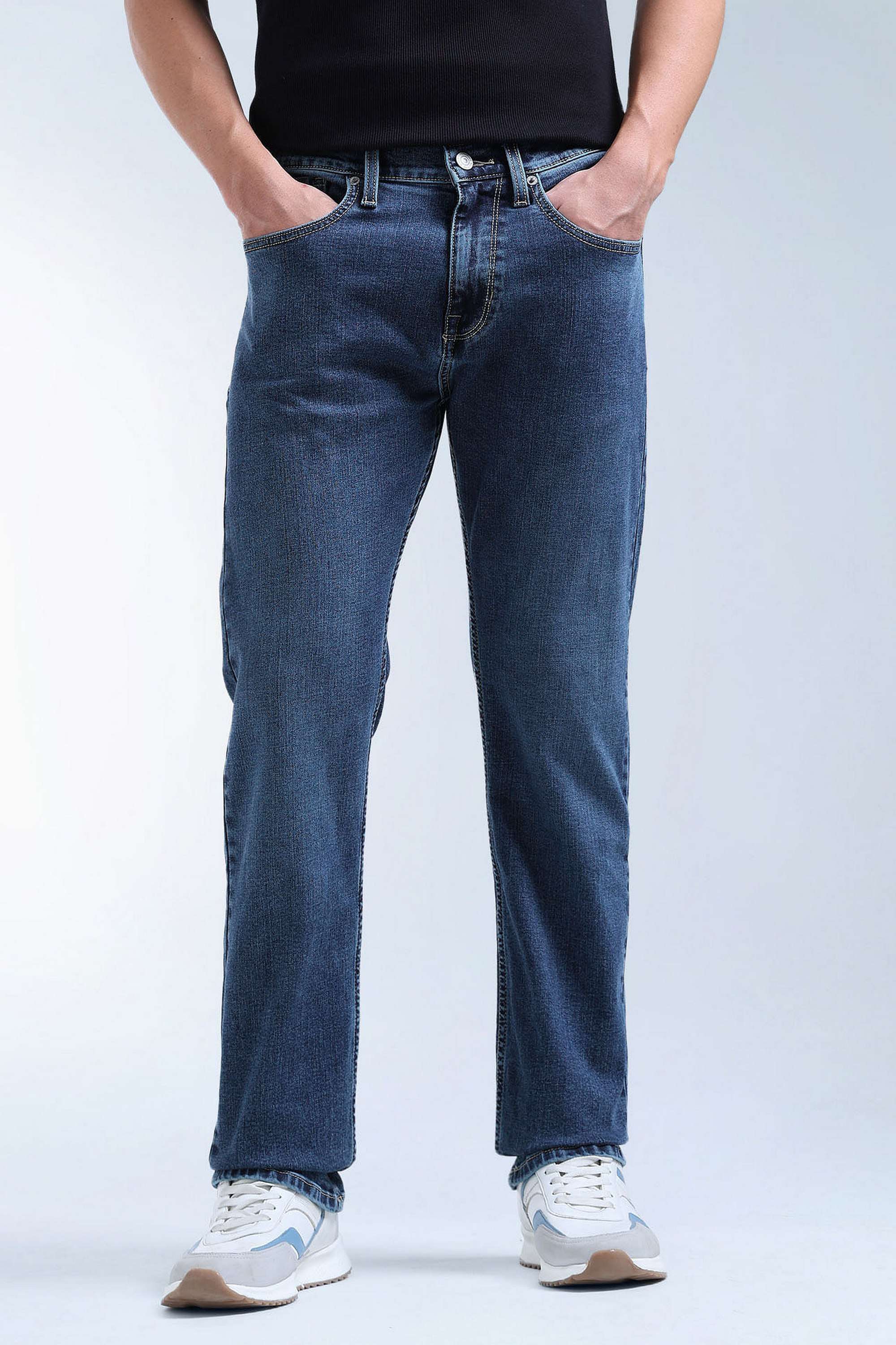 Solid-Blended-Straight-Fit-Men-s-Jeans