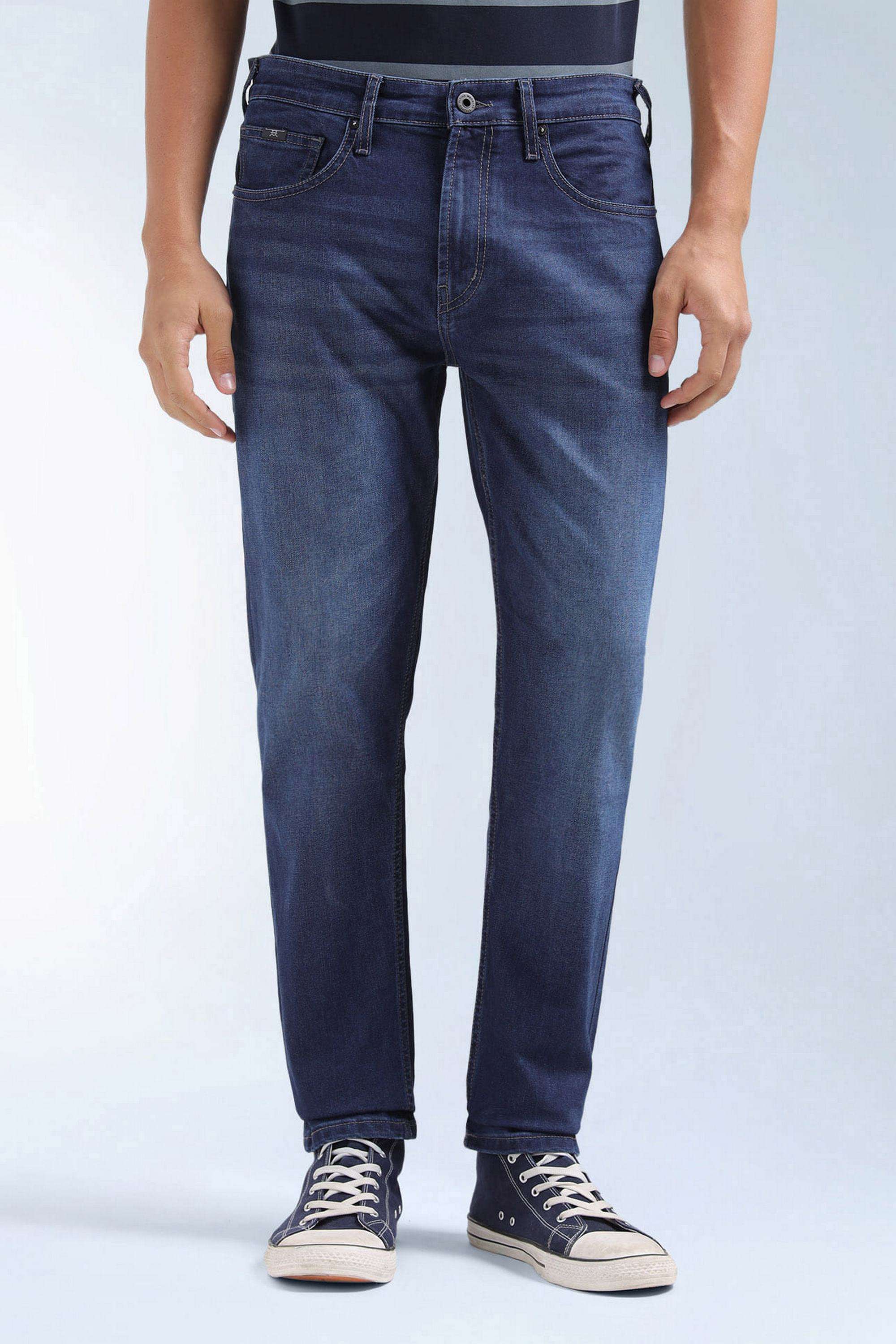 Solid-Cotton-Stretch-Tapered-Fit-Men-s-Jeans