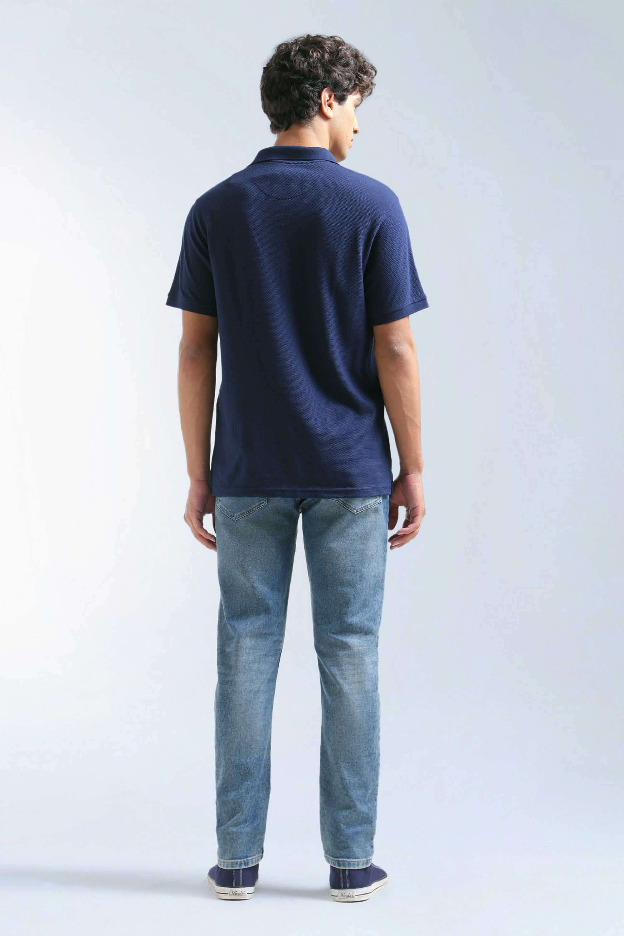 Solid-Cotton-Blend-Tapered-Fit-Men-s-Jeans