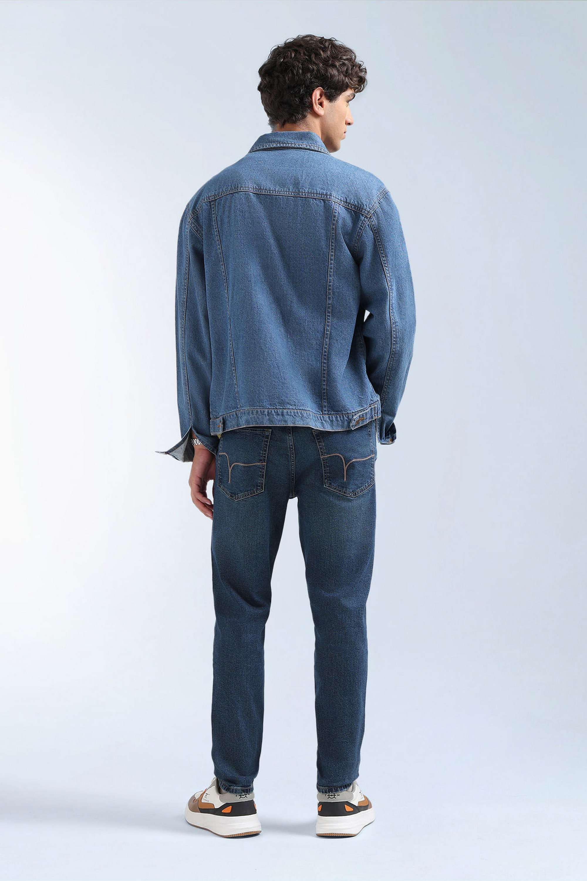 Solid-Cotton-Blend-Tapered-Fit-Men-s-Jeans