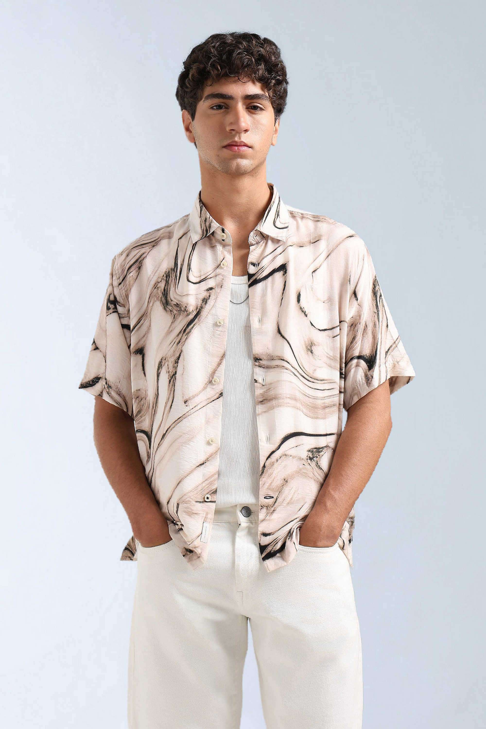 Printed-Polyester-Viscose-Regular-Fit-Men-s-Casual-Shirt