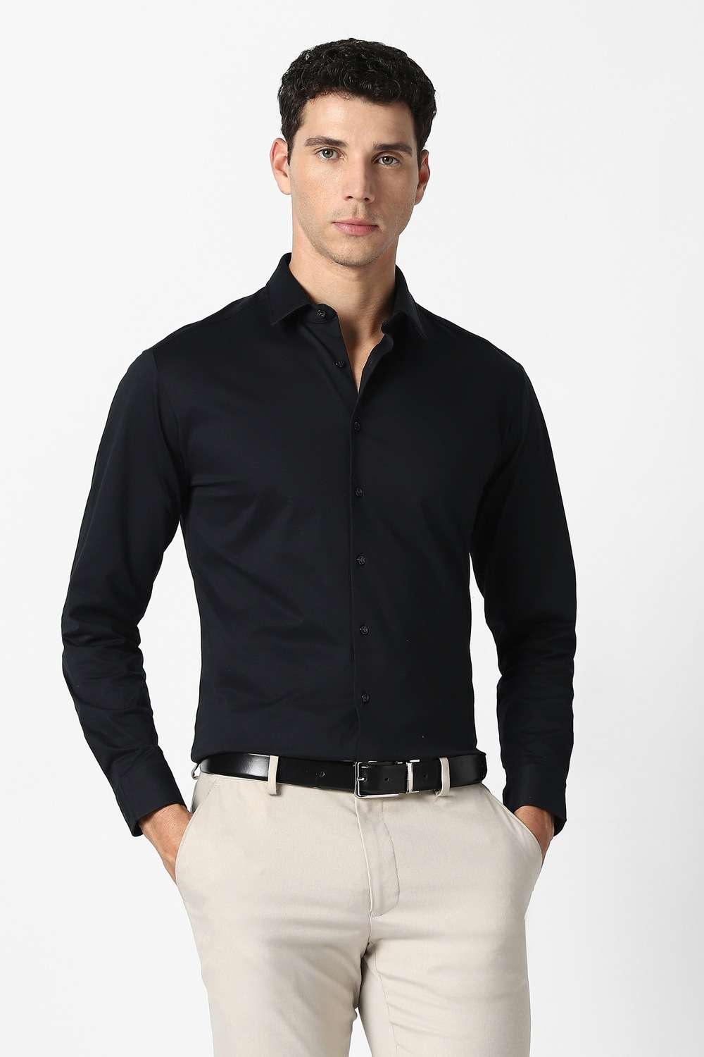 Solid-Cotton-Slim-Fit-Men-s-Shirt