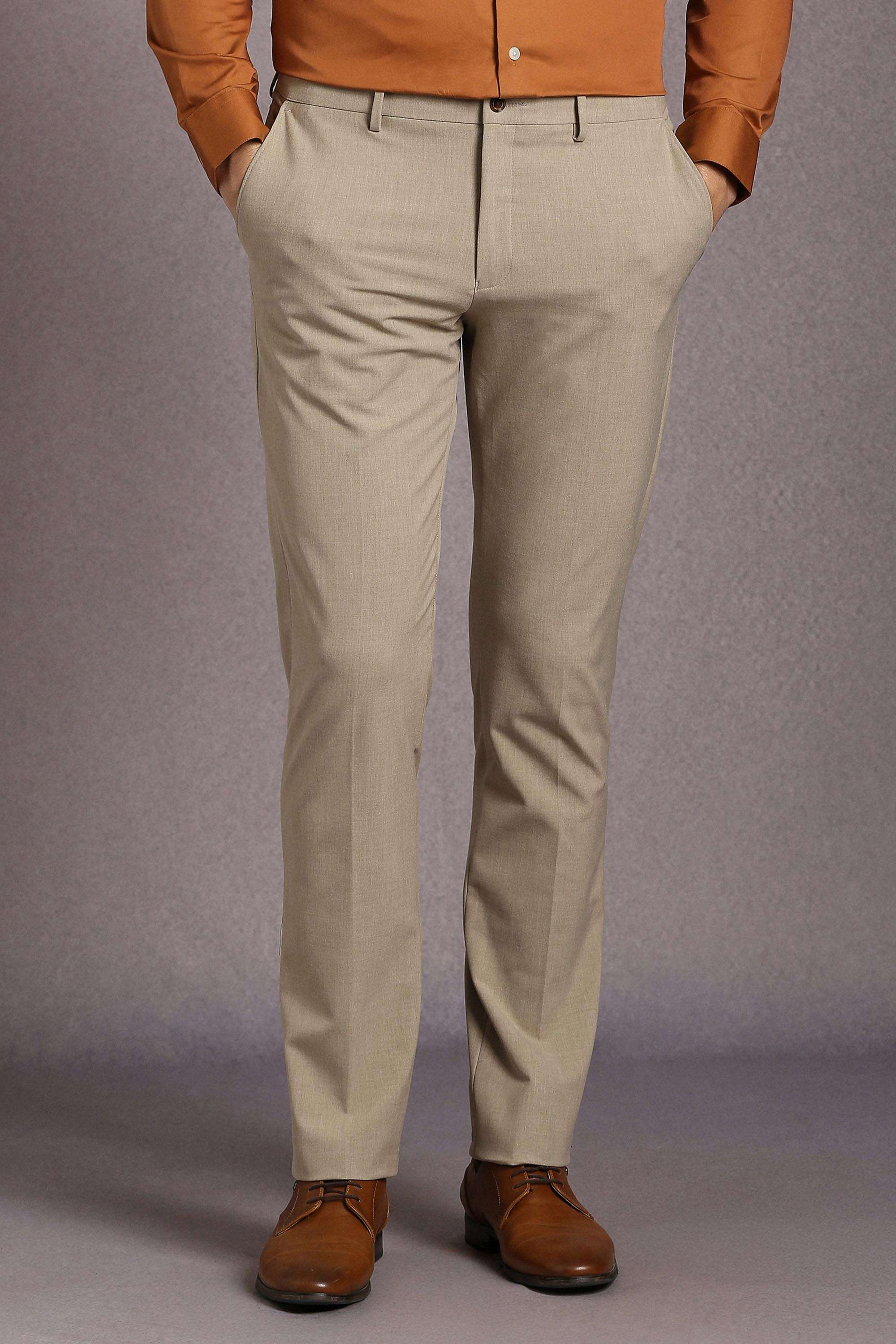 Solid-Blended-Fabric-Slim-Fit-Men-Trousers
