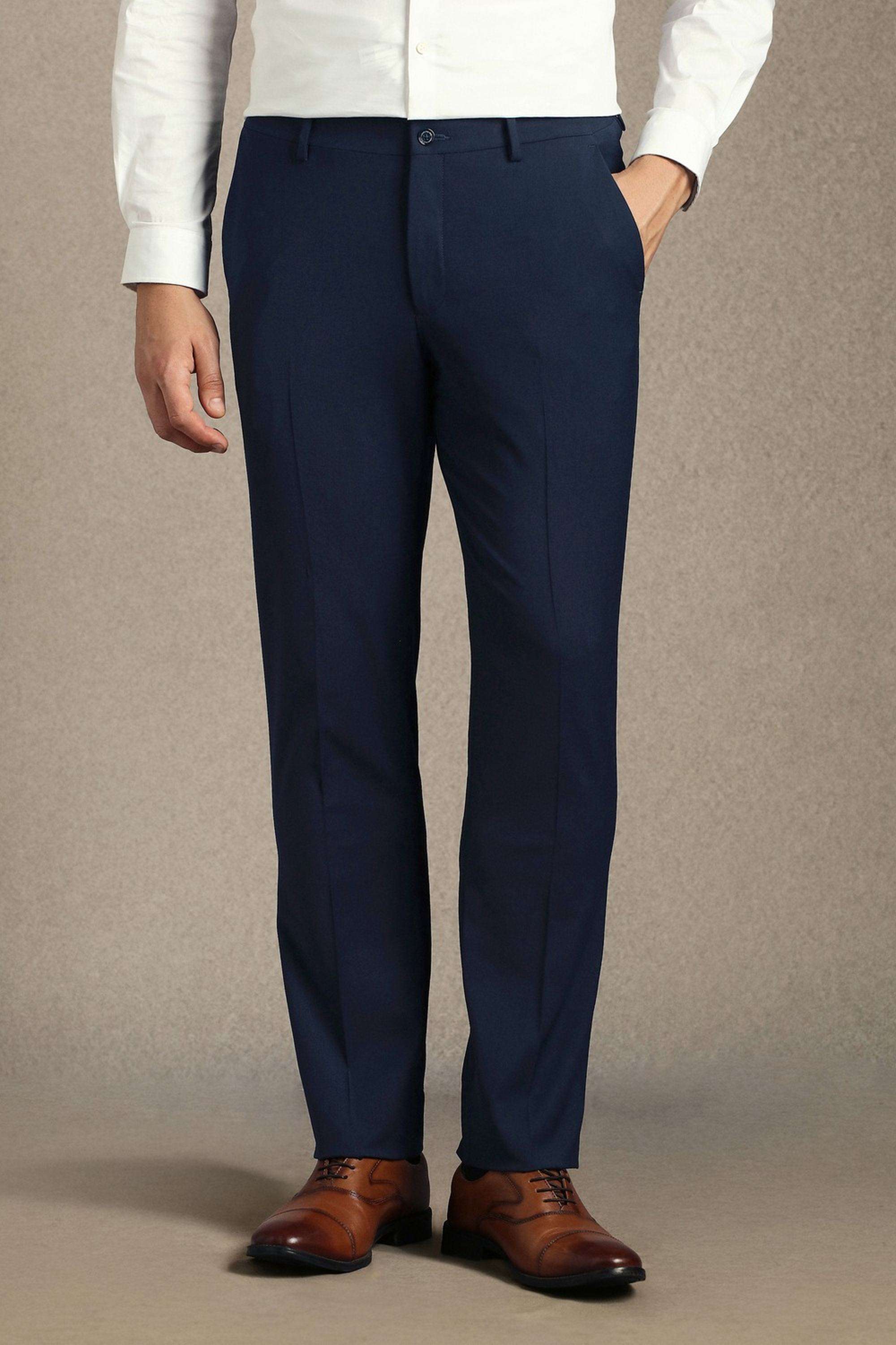 Solid-Polyester-Viscose-Slim-Fit-Men-s-Trousers