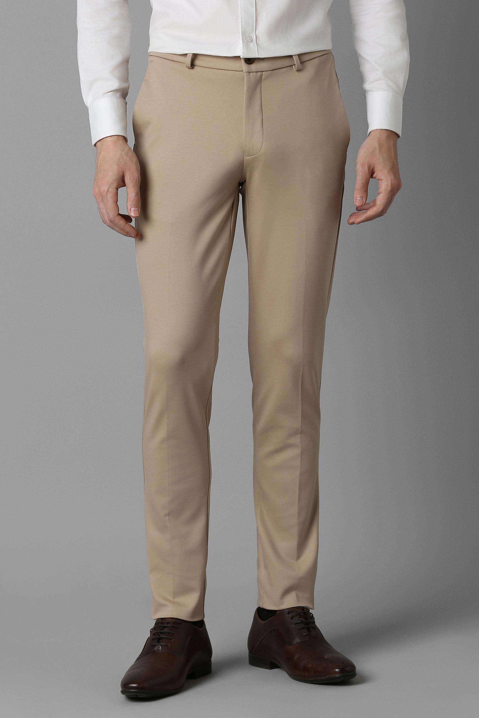 Solid-Cotton-Blend-Tapered-Fit-Men-Trousers