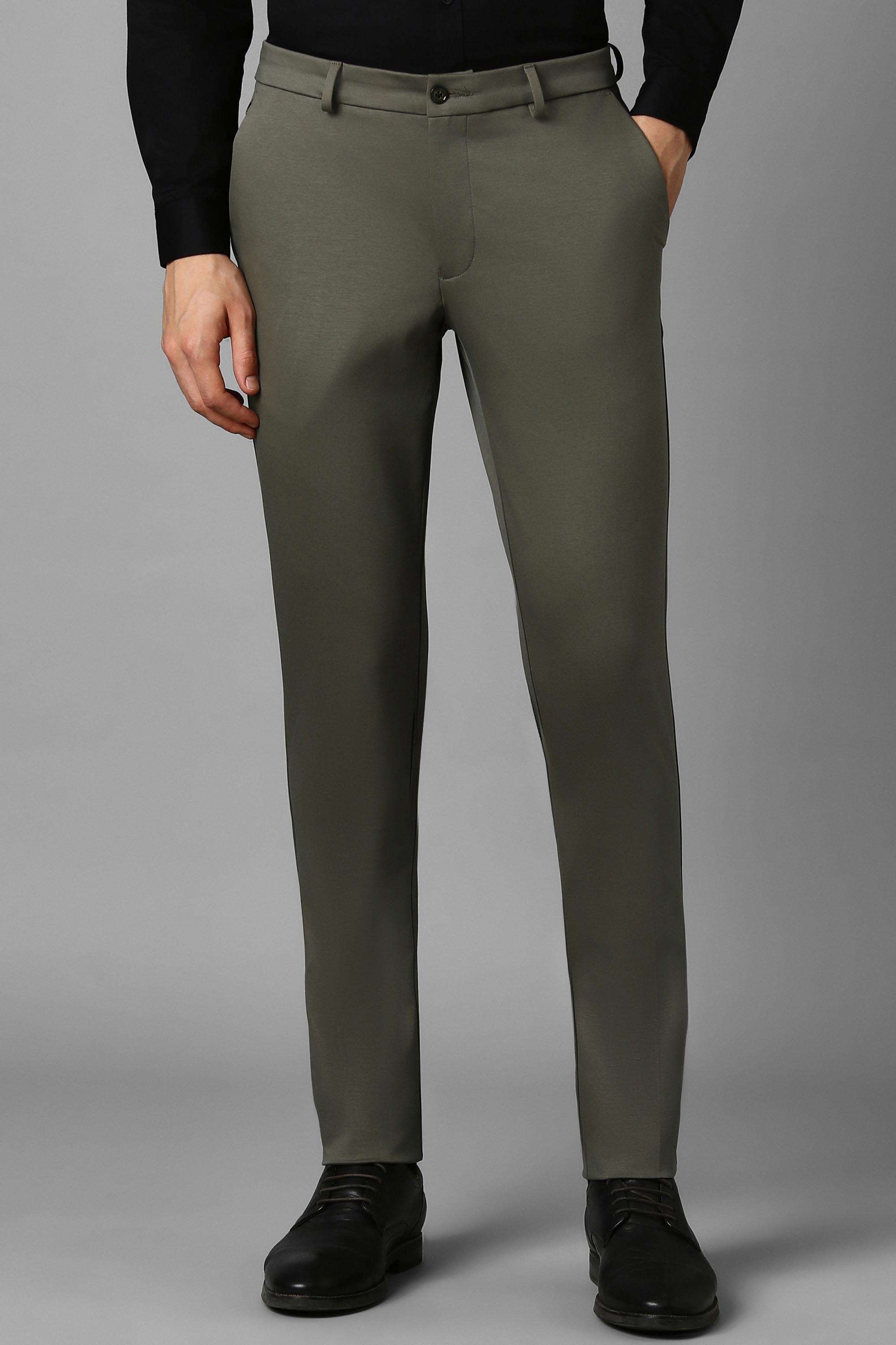 Solid-Cotton-Blend-Tapered-Fit-Men-Trousers
