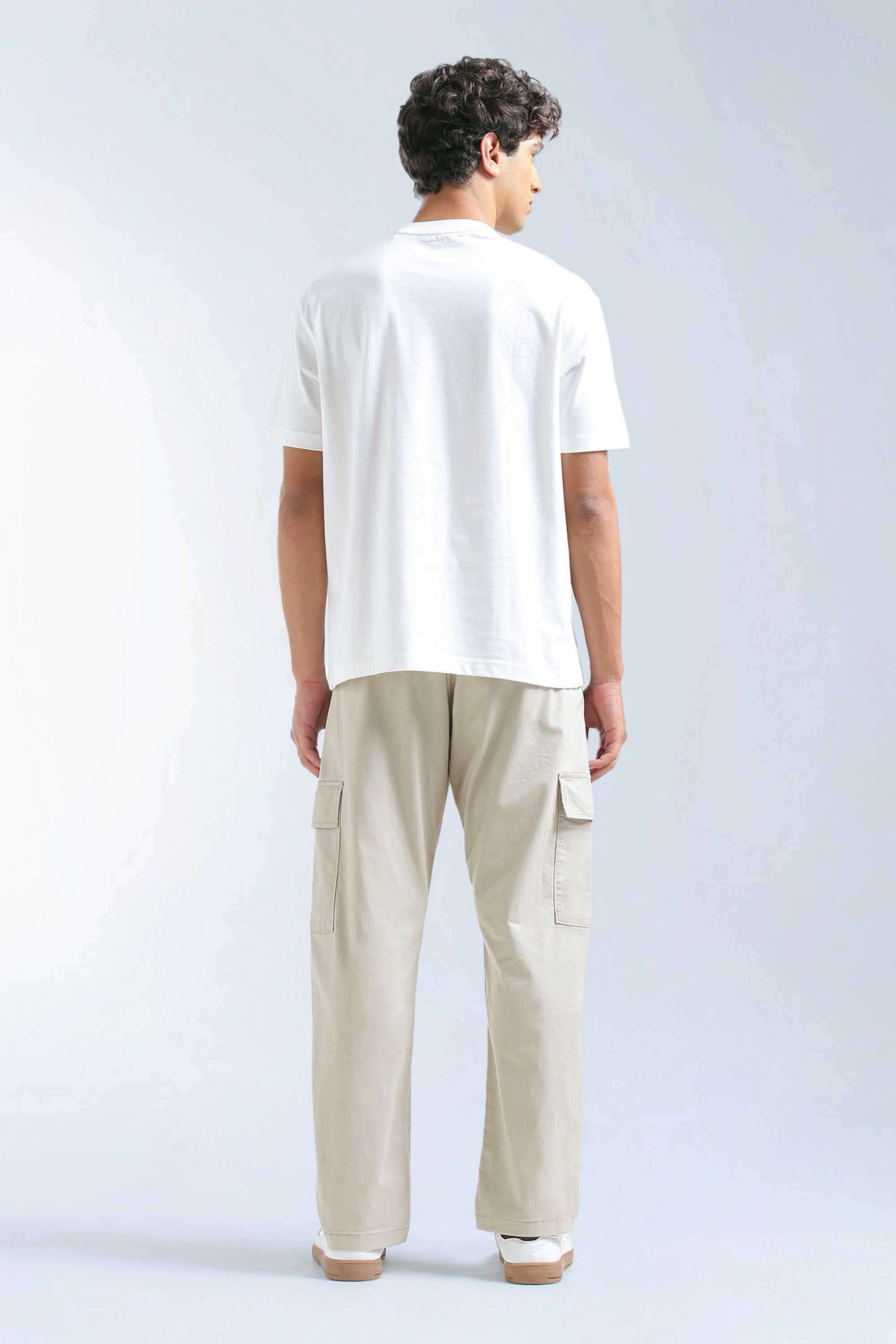 Solid-Cotton-Blend-Tapered-Fit-Men-s-Casual-Trousers