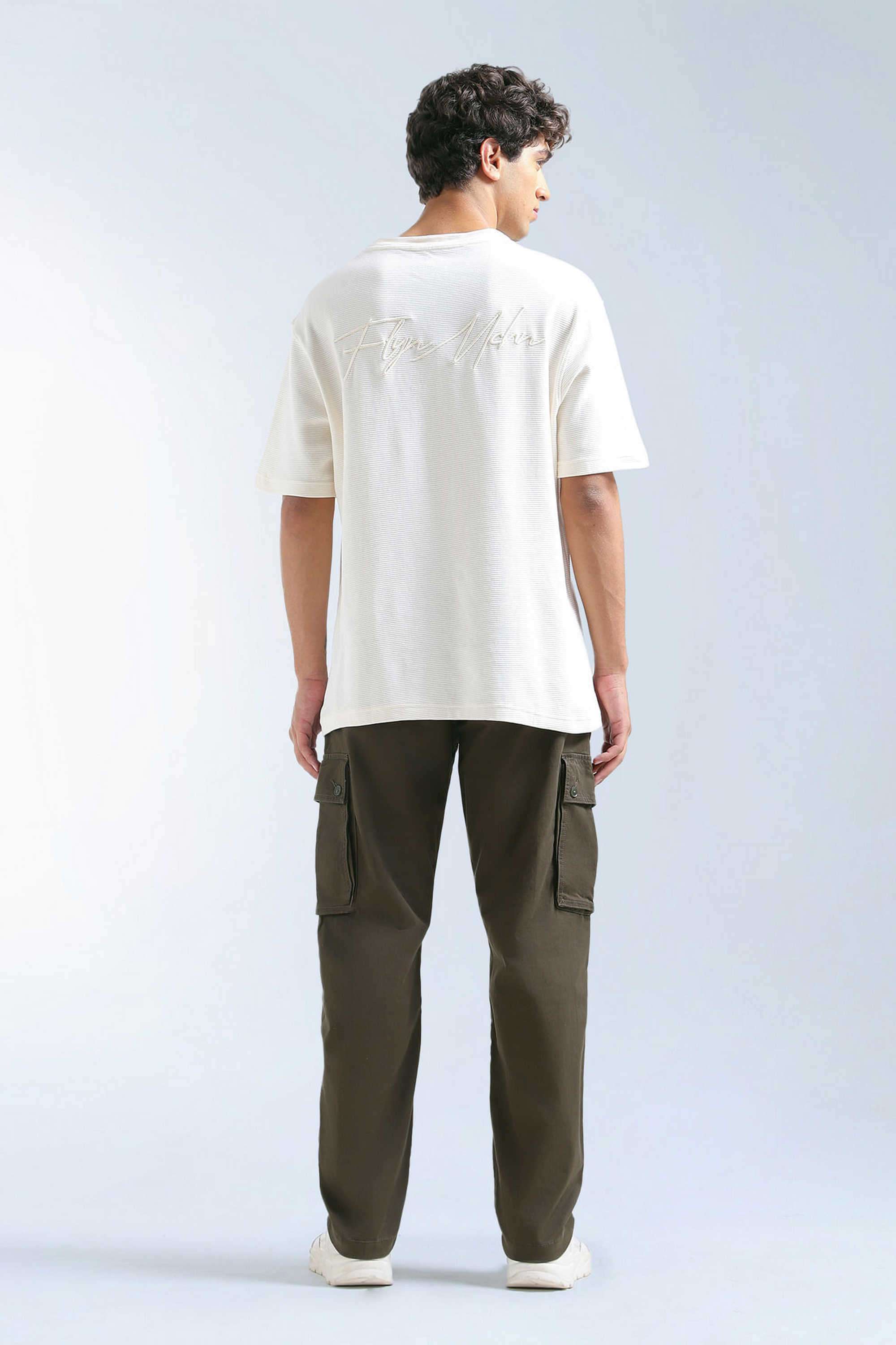 Solid-Cotton-Blend-Tapered-Fit-Men-s-Casual-Trousers