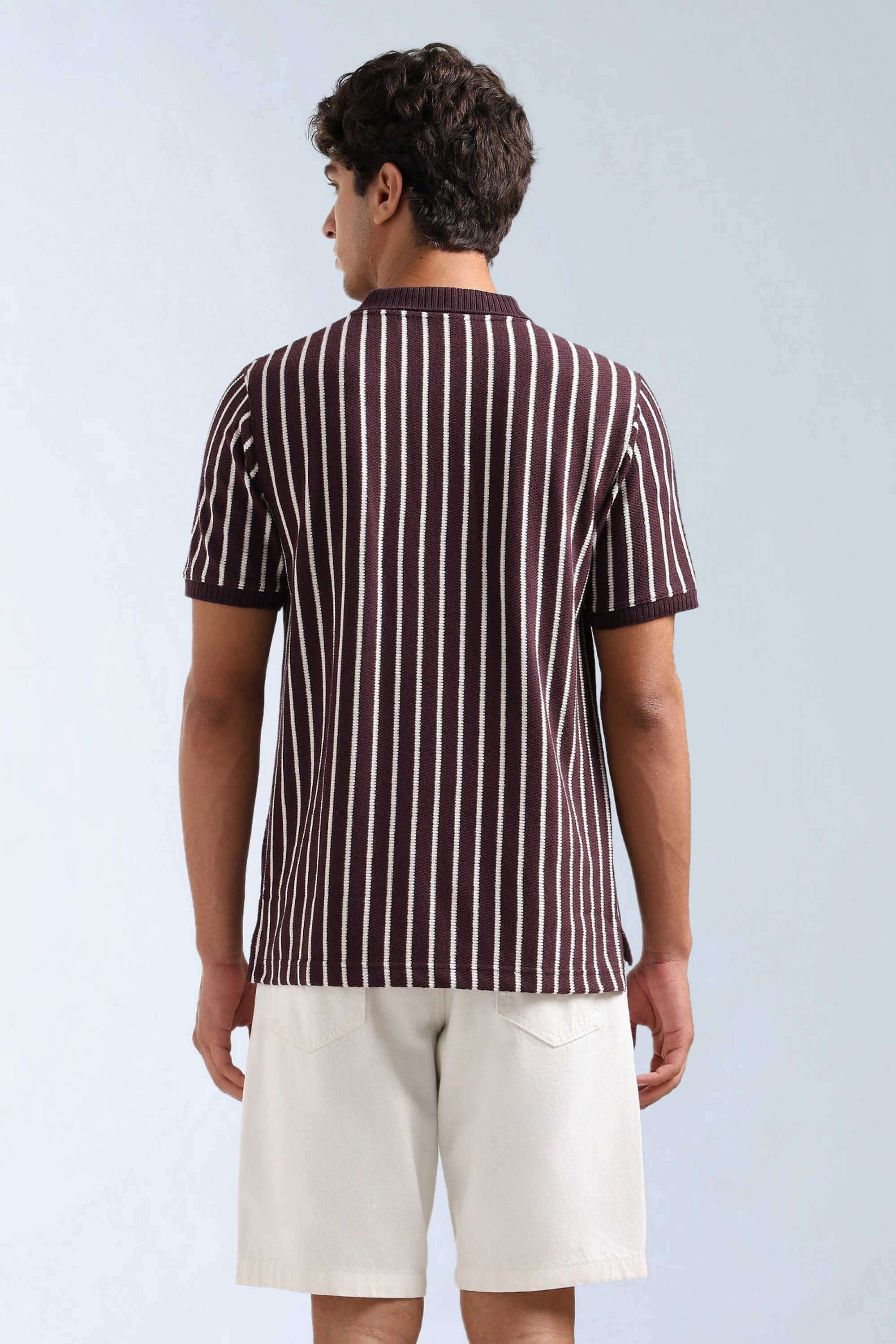 Stripes-Polyester-Blend-Polo-Men-s-T-Shirt