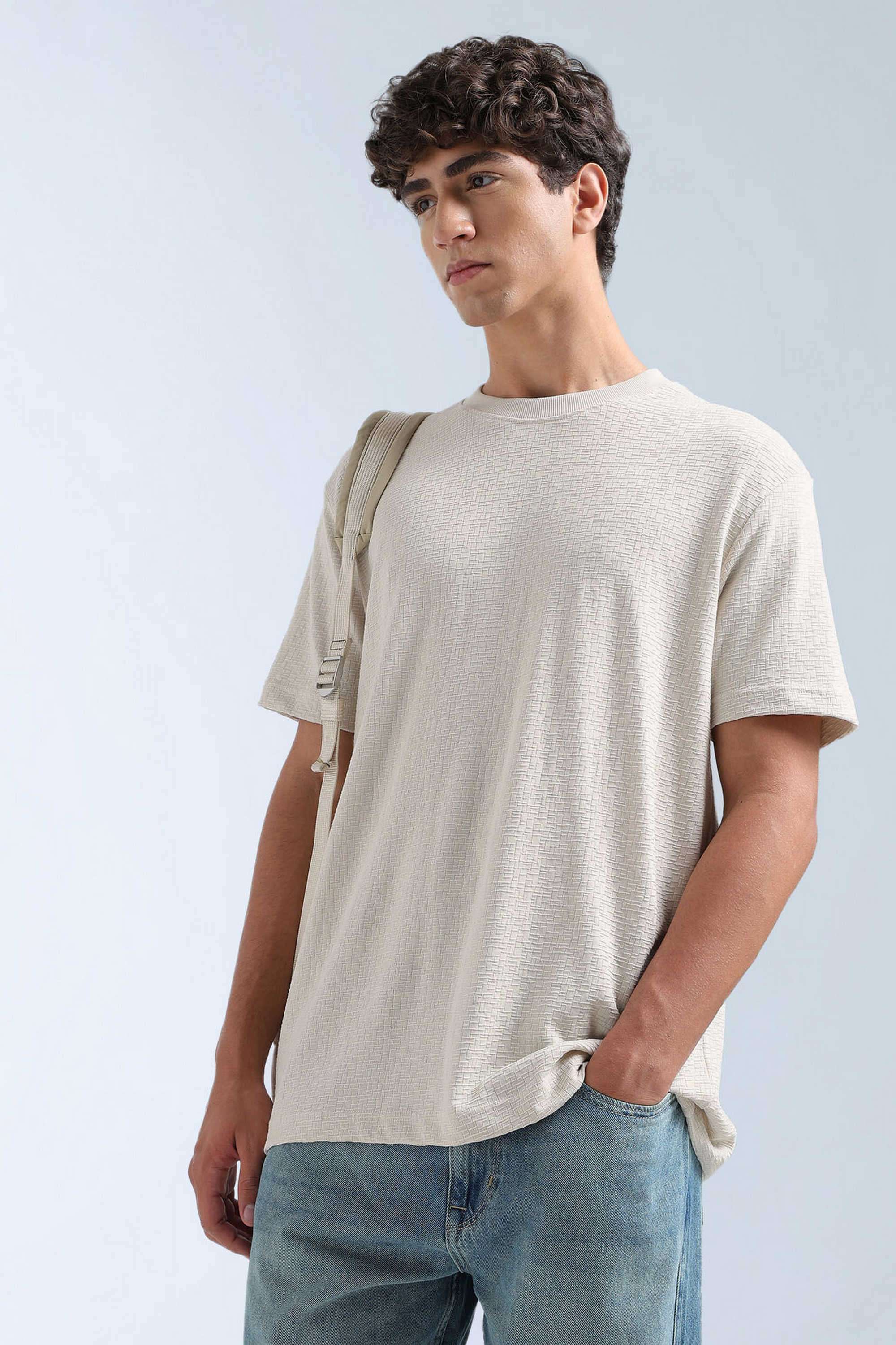 Textured-Cotton-Blend-Round-Neck-Men-s-T-Shirt