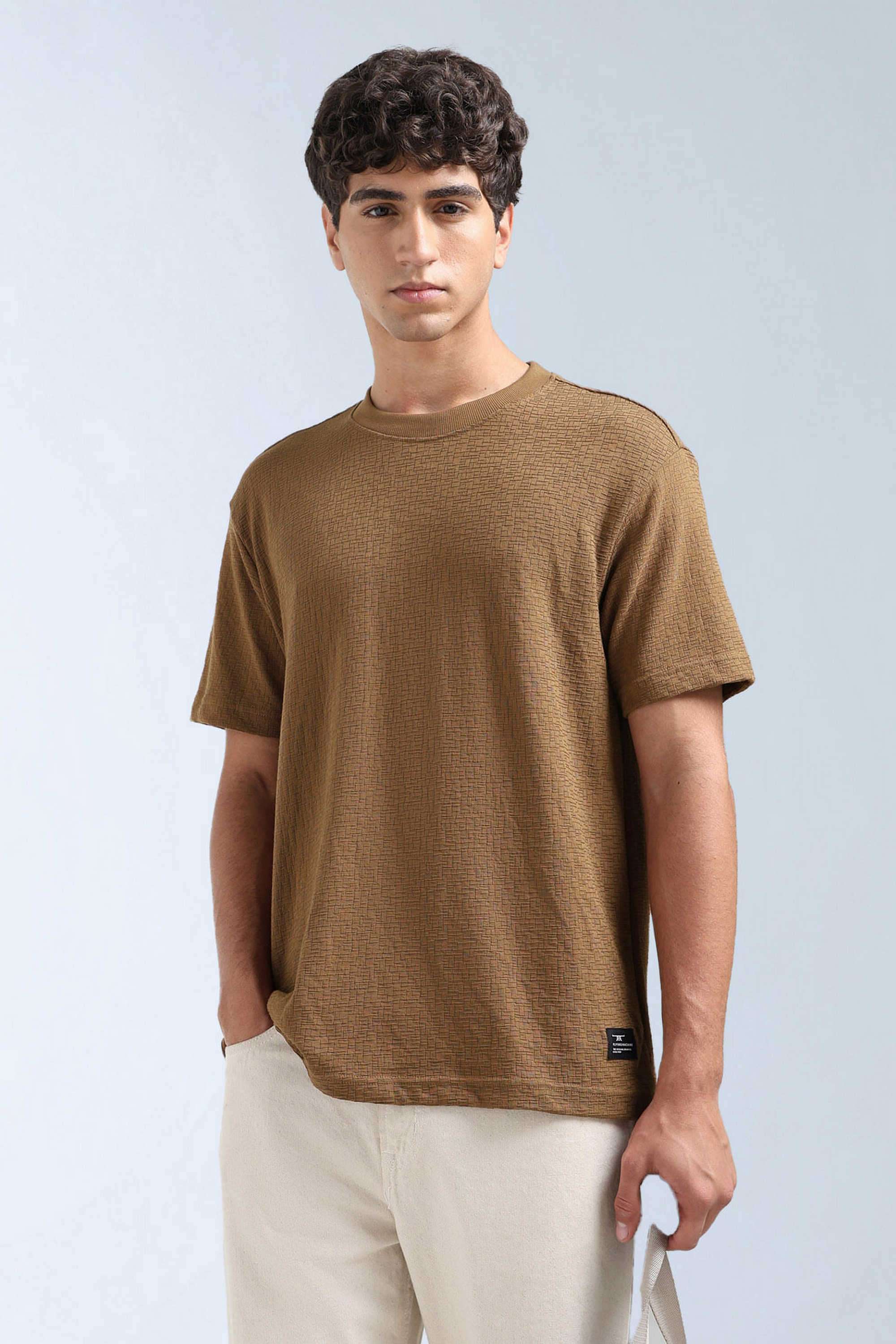 Textured-Cotton-Blend-Round-Neck-Men-s-T-Shirt