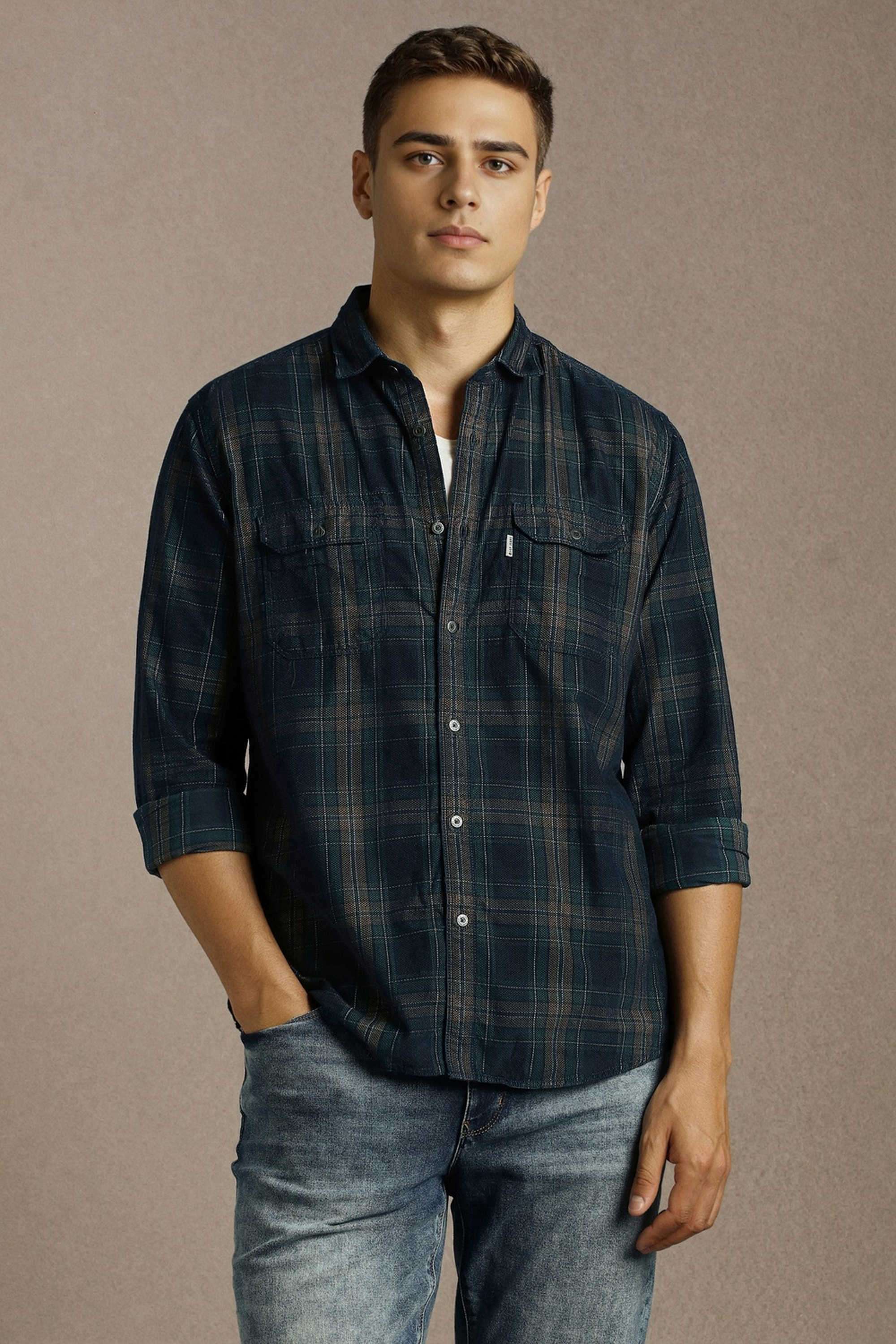 Solid-Cotton-Slim-Fit-Men-Casual-Wear-Shirt