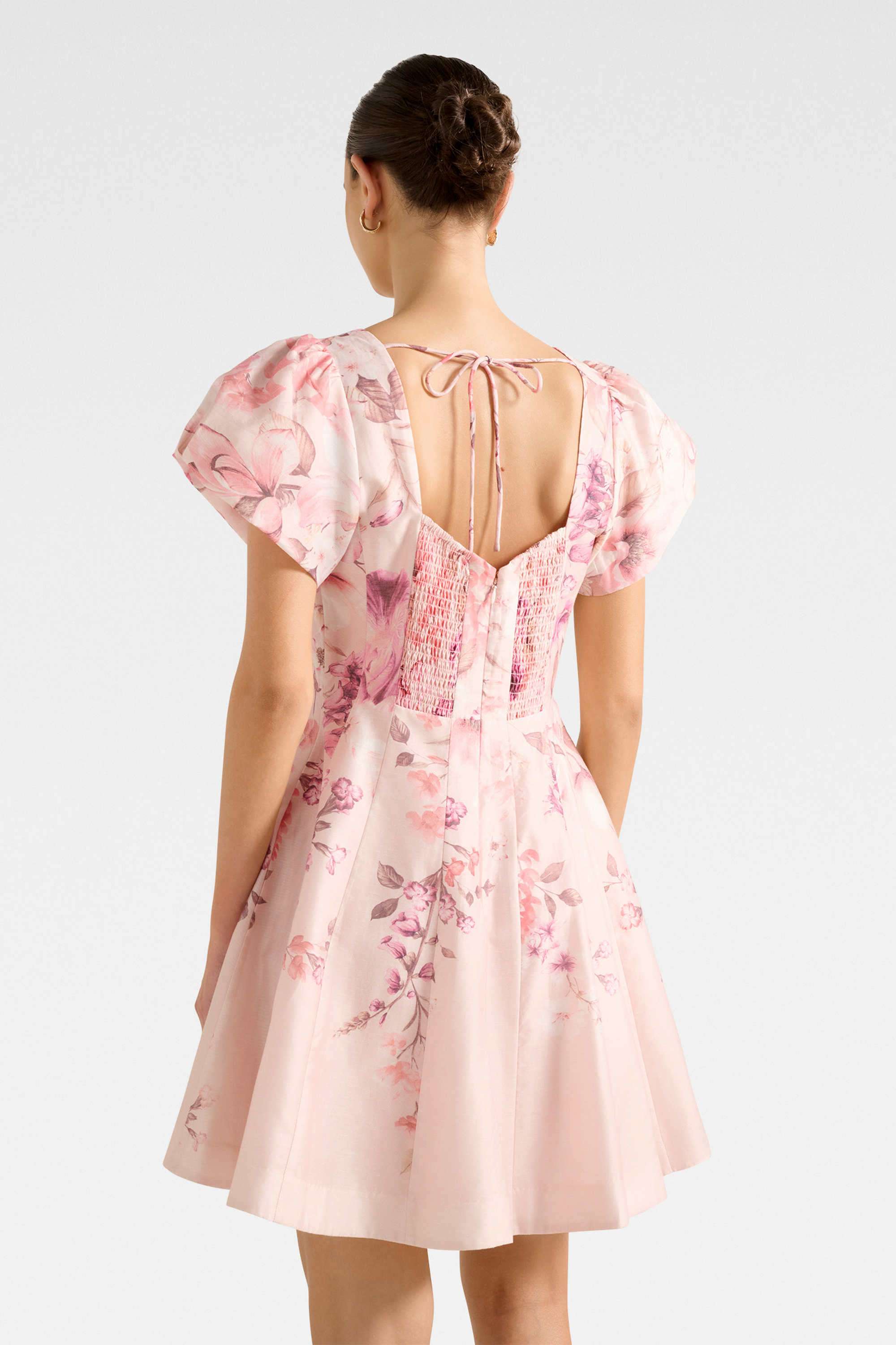 Floral-V-Neck-Lyocell-Women-s-Mid-Thigh-Dress