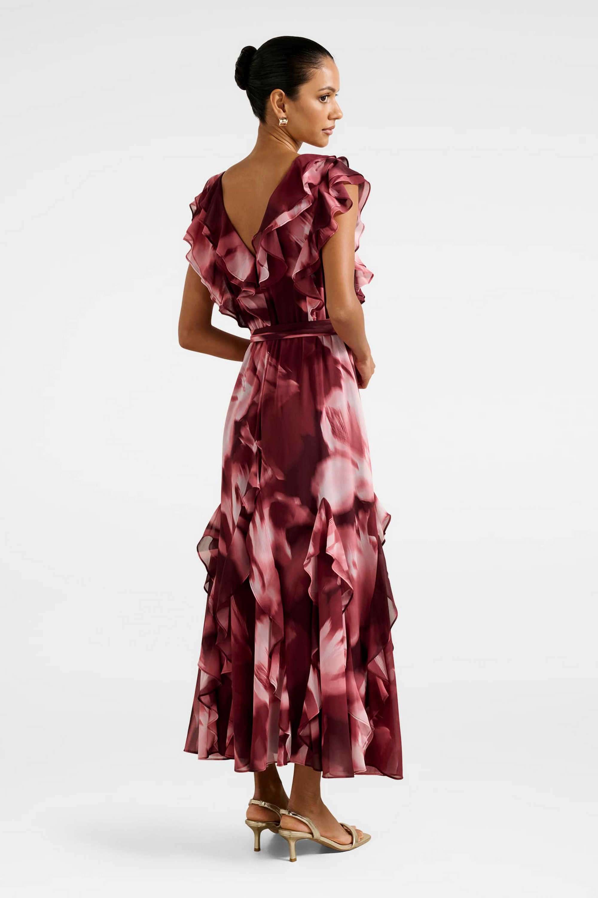 Abstract-Polyester-V-Neck-Women-s-Dress