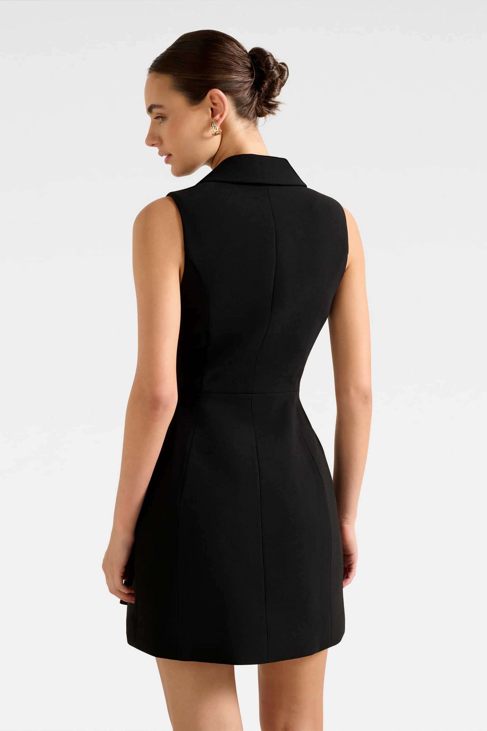 Solid-Polyester-Collared-Women-s-Dress