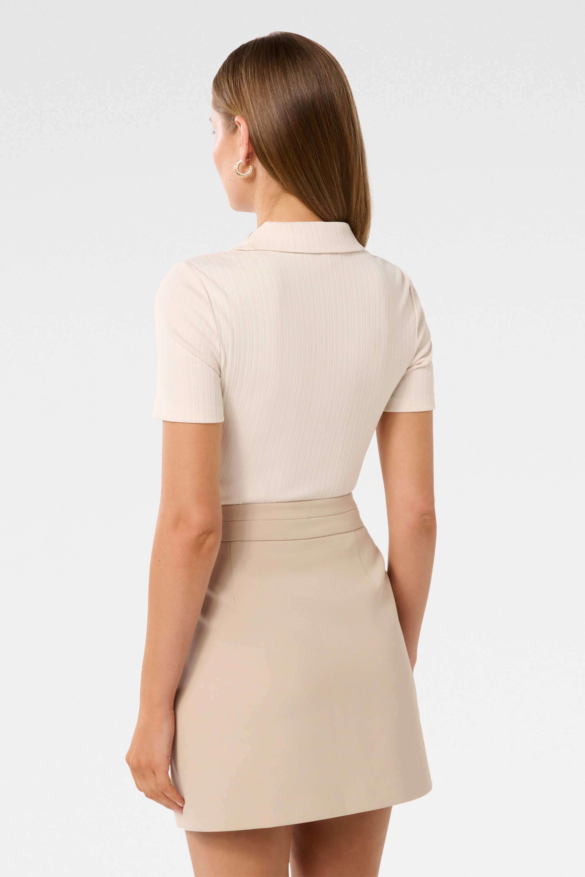 Solid-Polyester-Women-s-Callie-Short-Sleeve-Zip-Polo-Top