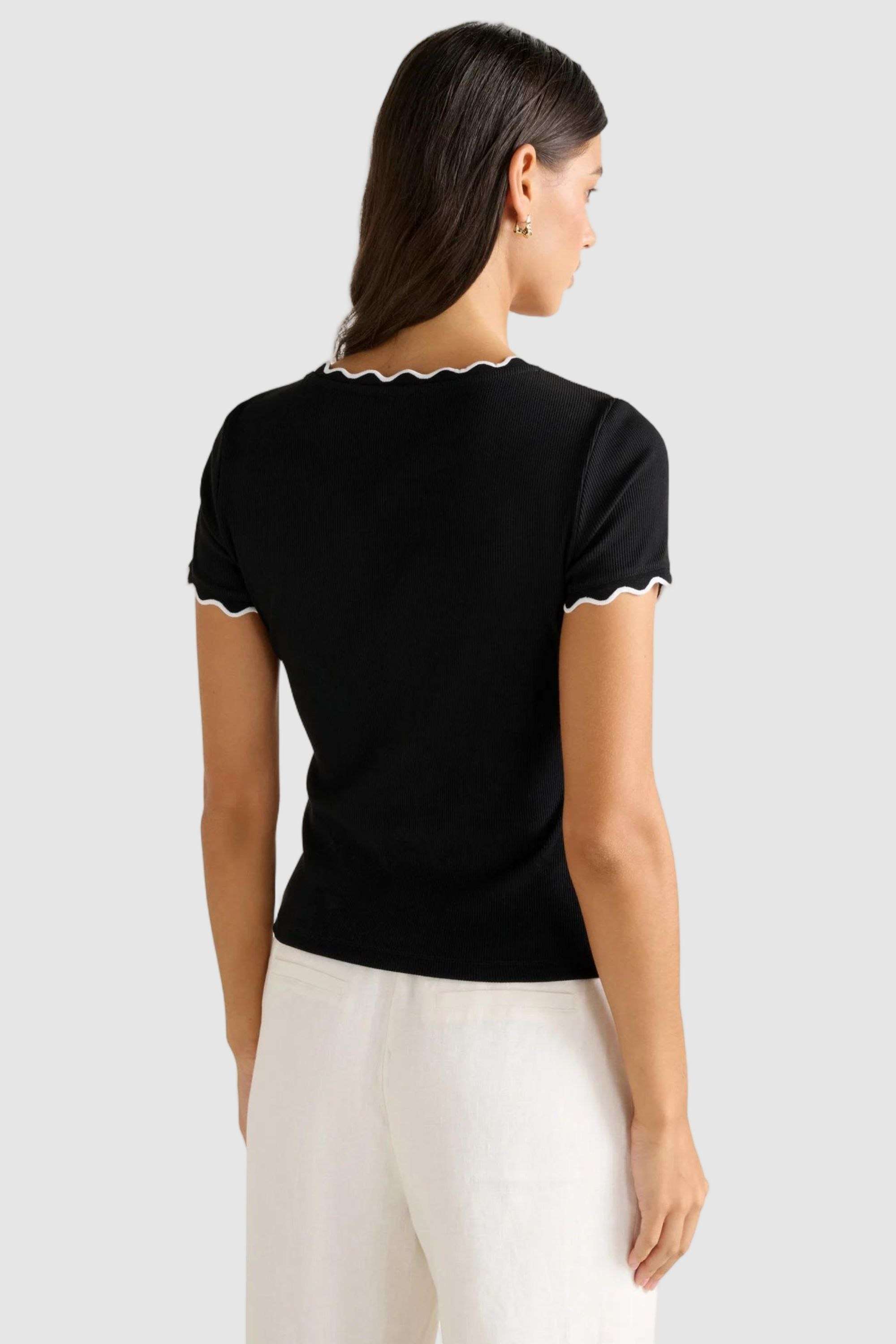 Solid-Viscose-Round-Neck-Women-s-Rebecca-Scallop-Trim-Tee