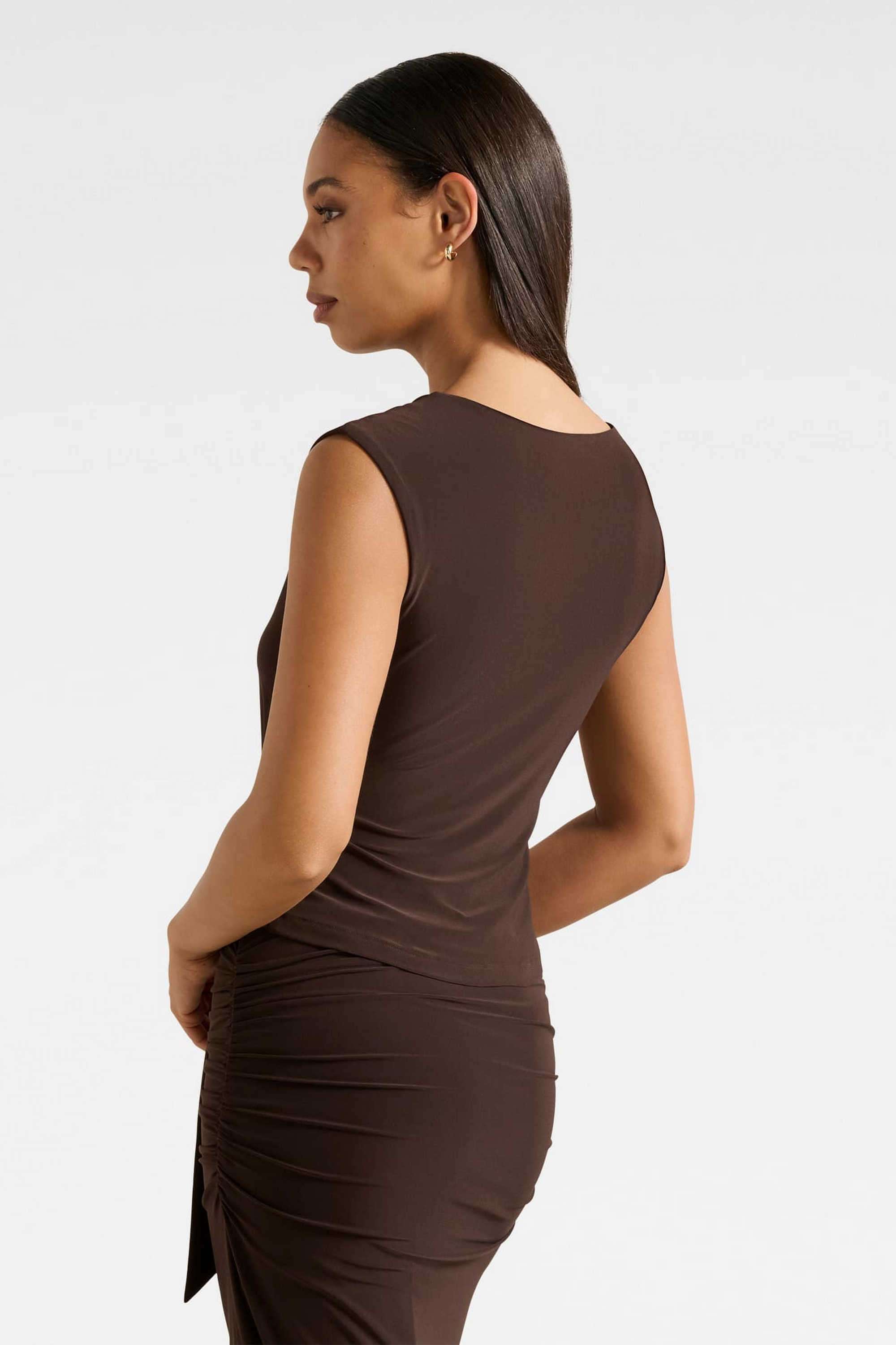 Solid-Polyester-Boat-Neck-Women-s-Top