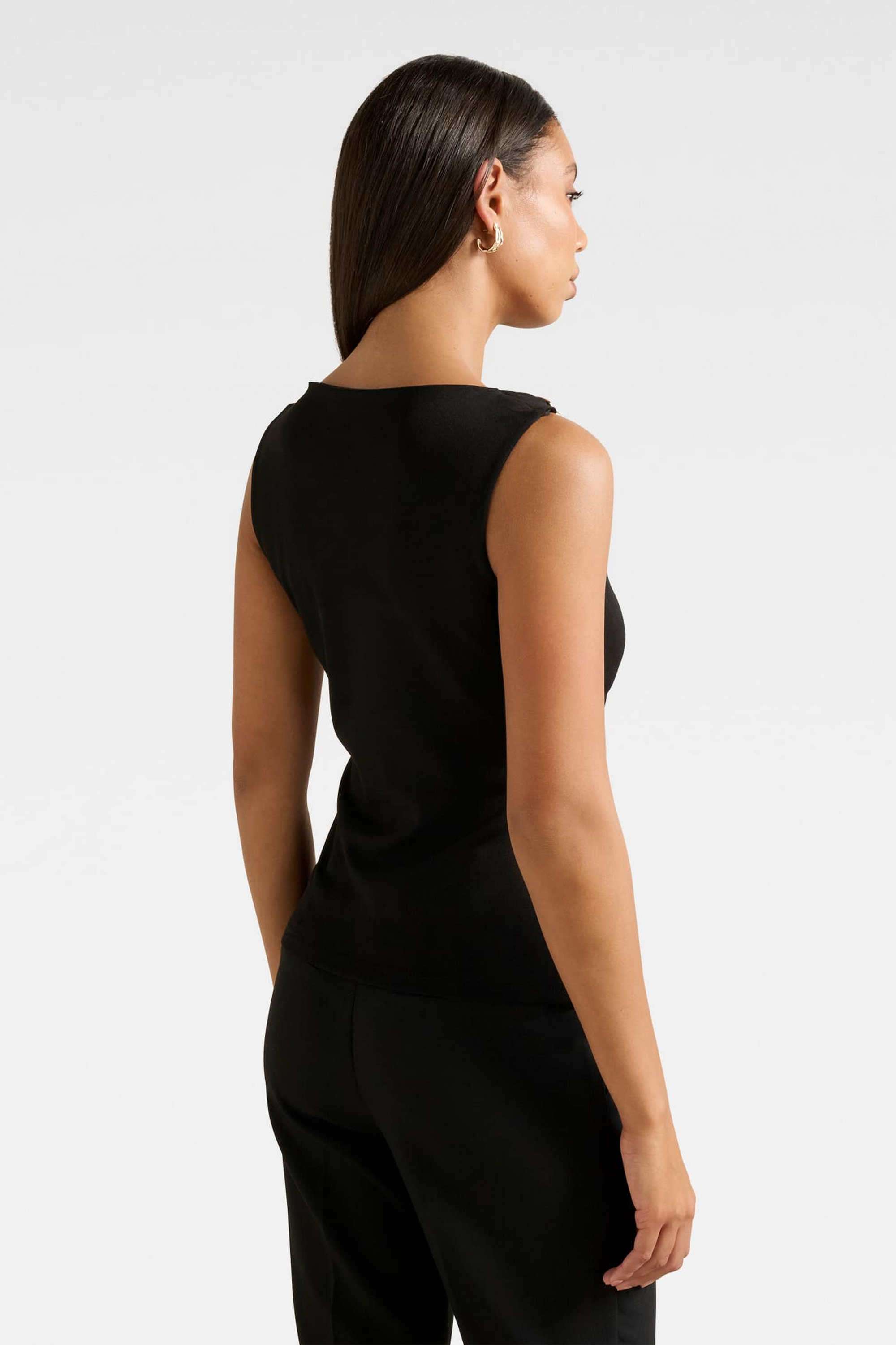 Solid-Polyester-Cowl-Neck-Women-s-Top