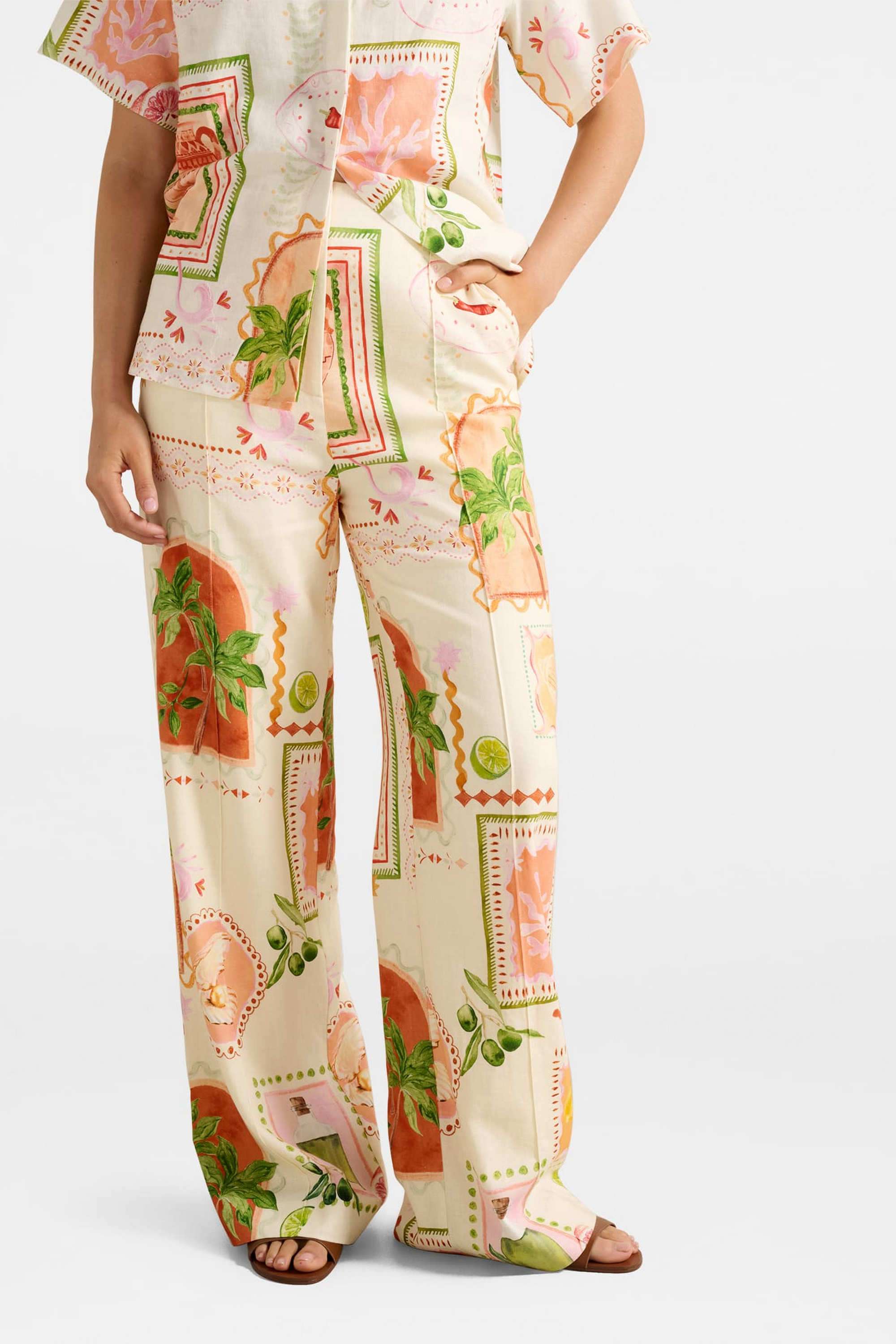Printed-Relaxed-Fit-Blended-Fabric-Women-s-Casual-Wear-Pants