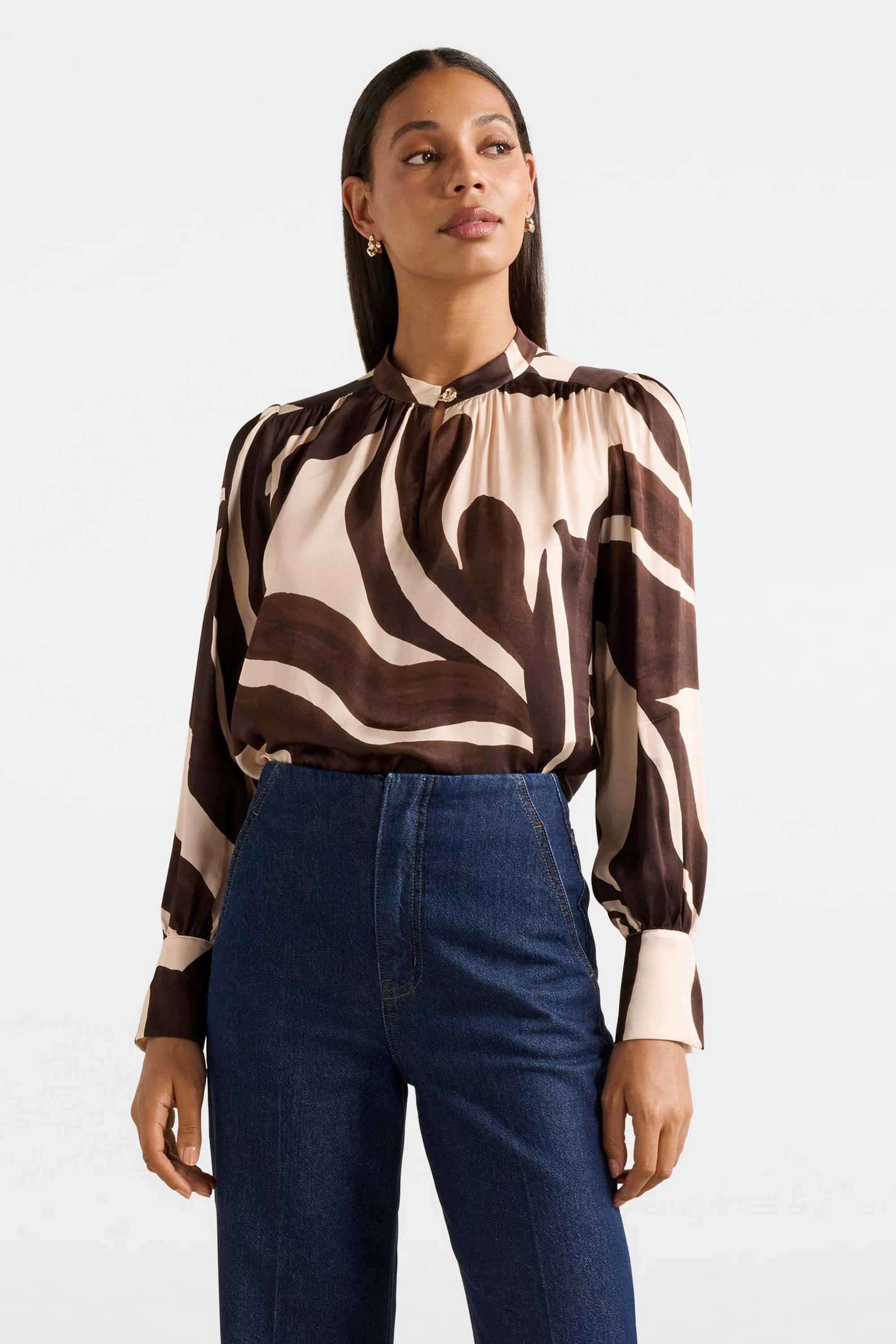 Abstract-Viscose-High-Neck-Women-s-Top