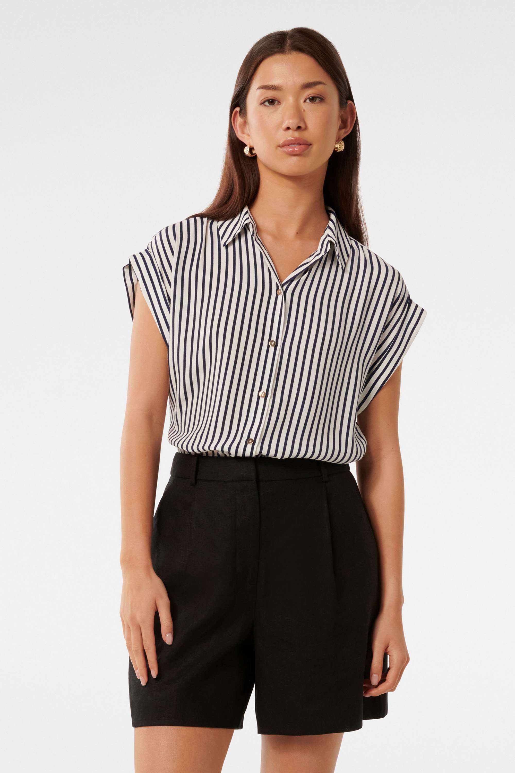 Stripes-Collared-Viscose-Women-s-Casual-Wear-Shirt