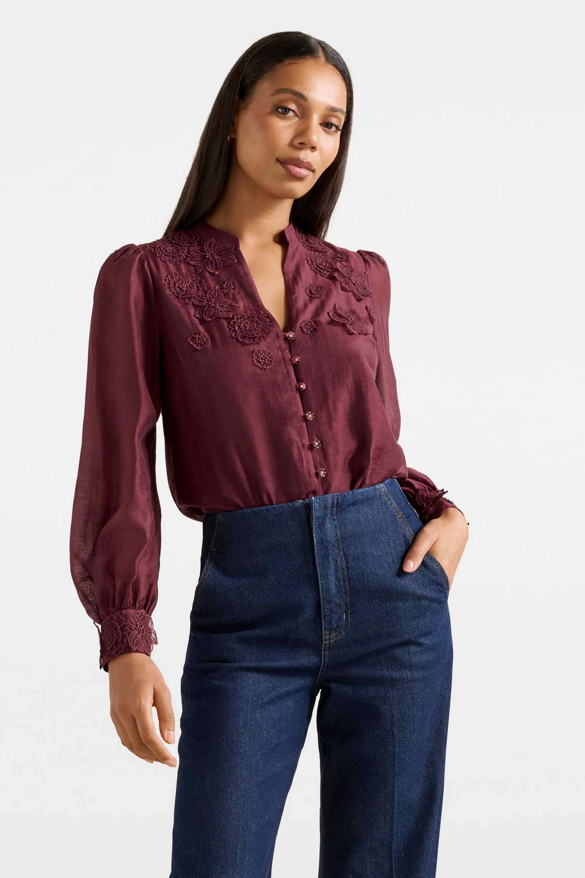 Solid-Lyocell-Collared-Women-s-Top