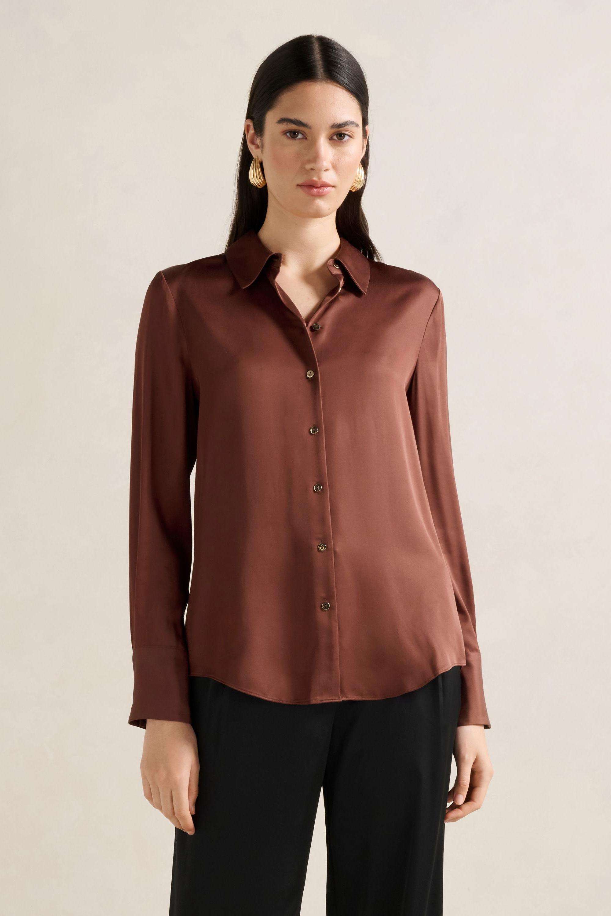 Solid-Blended-Fabric-Women-s-Top