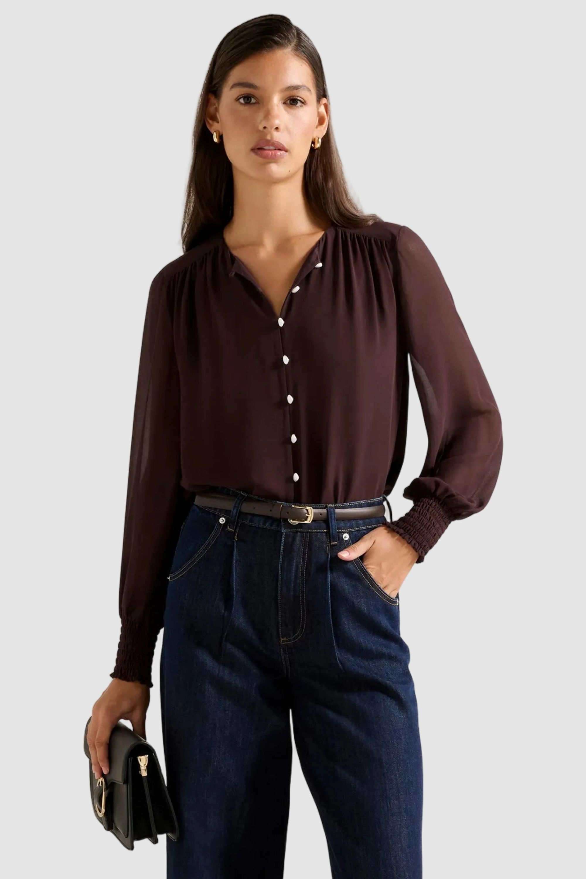 Solid-Polyester-Round-Neck-Women-s-Top
