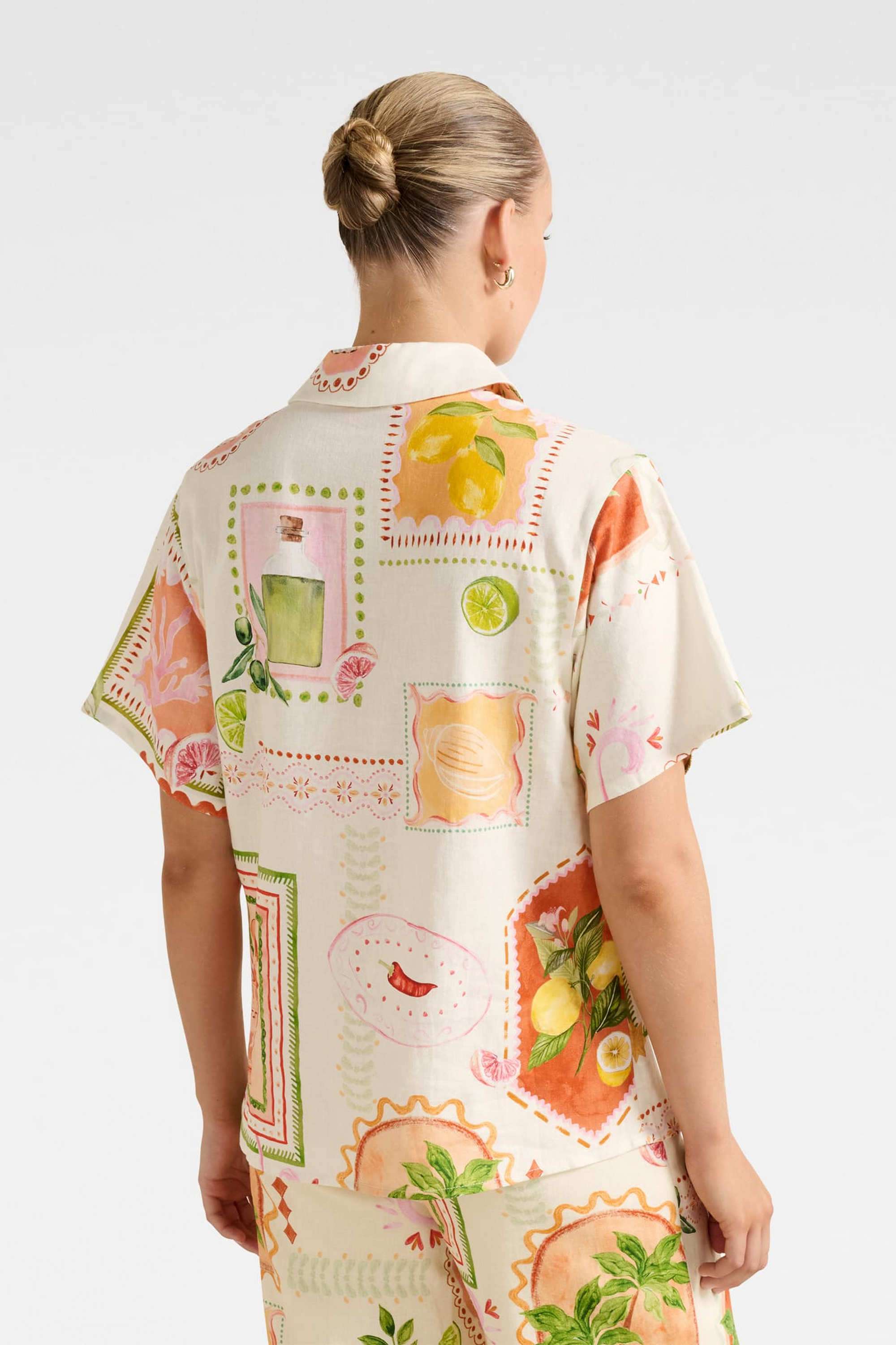 Printed-Blended-Fabric-Collared-Women-s-Shirt