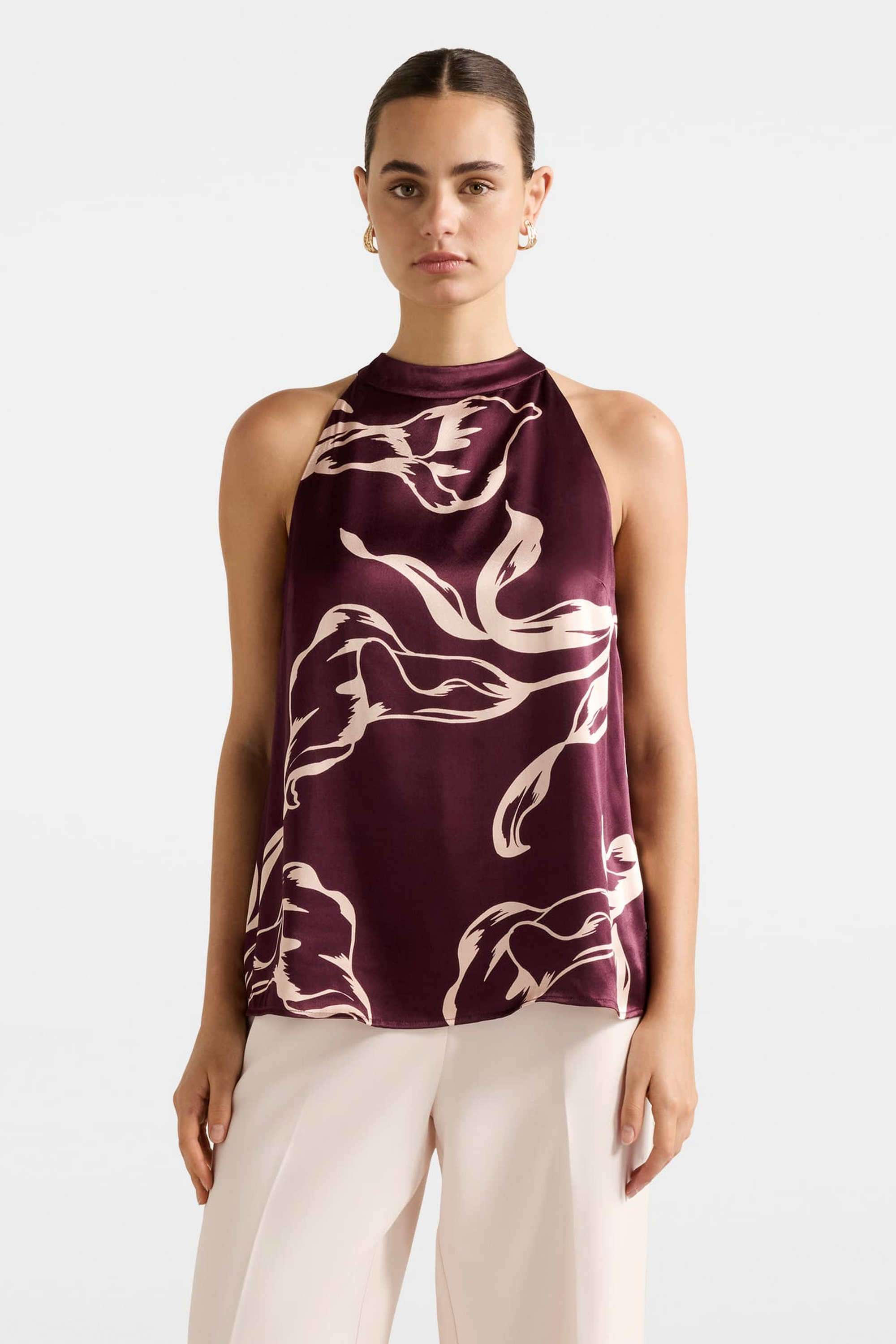 Floral-Viscose-Halter-Neck-Women-s-Top