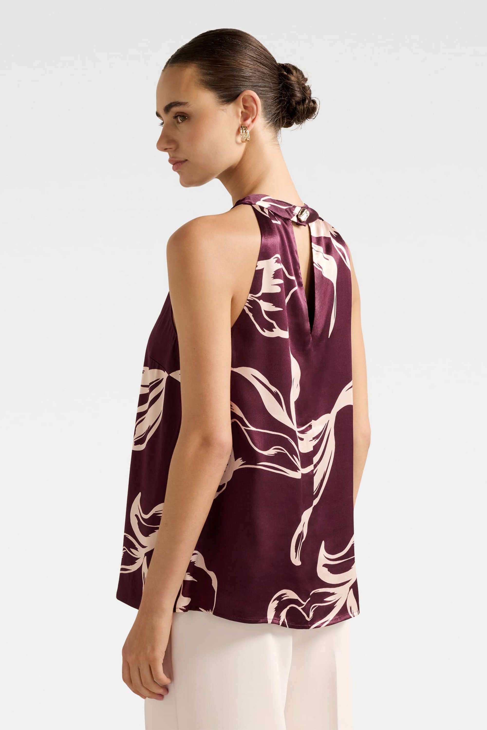 Floral-Viscose-Halter-Neck-Women-s-Top