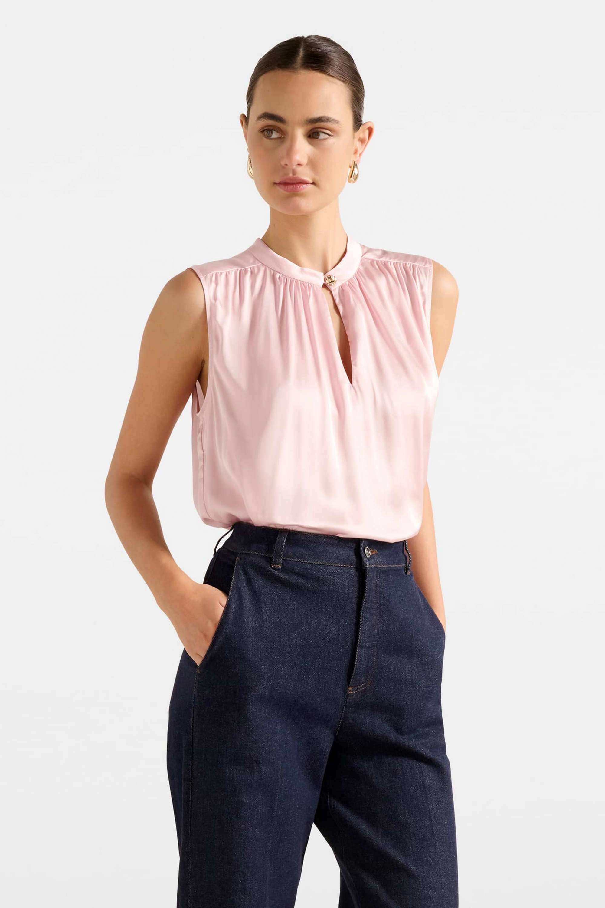 Solid-Viscose-High-Neck-Women-s-Top