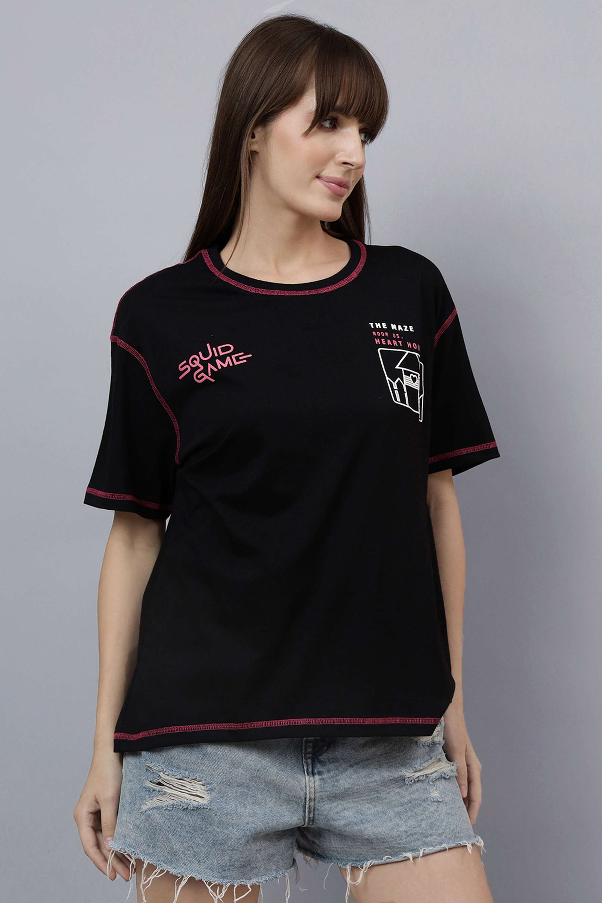 Blended-Fabric-Women-s-Casual-Wear-T-Shirt