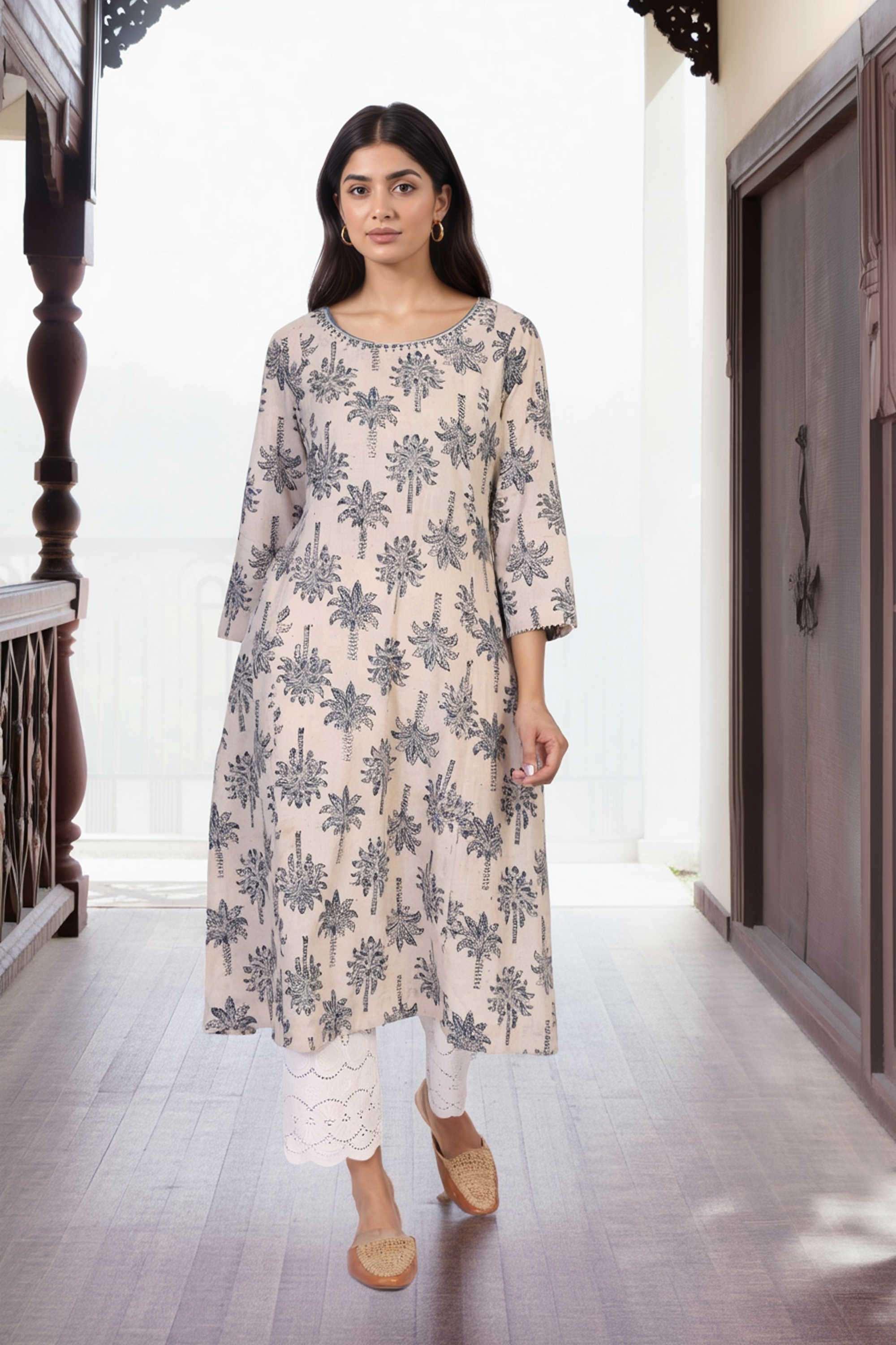 Textured-Cotton-Women-s-Festive-Wear-Kurta